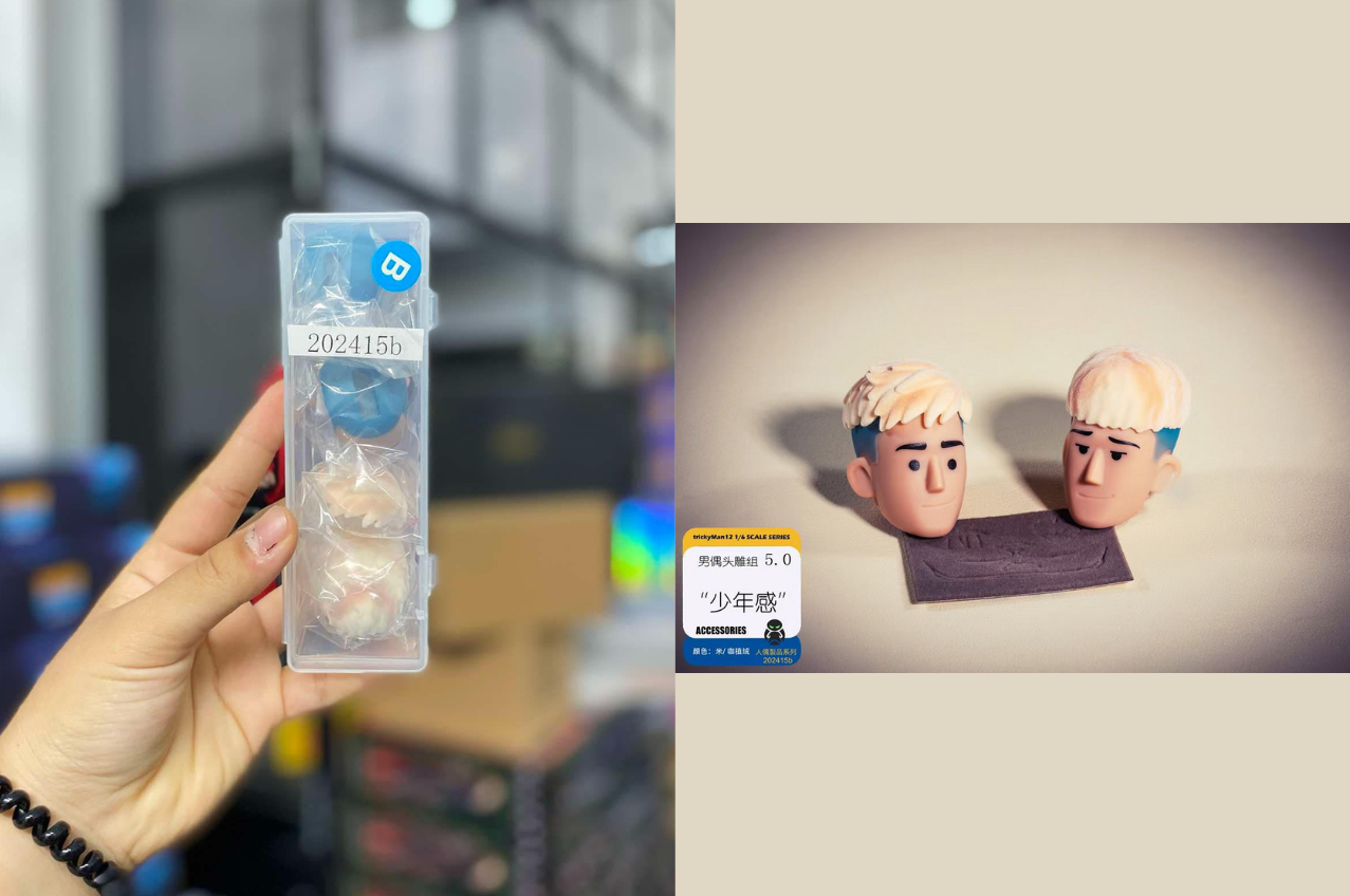 [พร้อมส่ง] trickyMan12 1/6 :-- easy to play (ครบเซต บอดี้ หัวชุด)-- Male head sculpture set 5.0 (เฉพาะหัวปั้น)- 202415b (ผมเบจ)