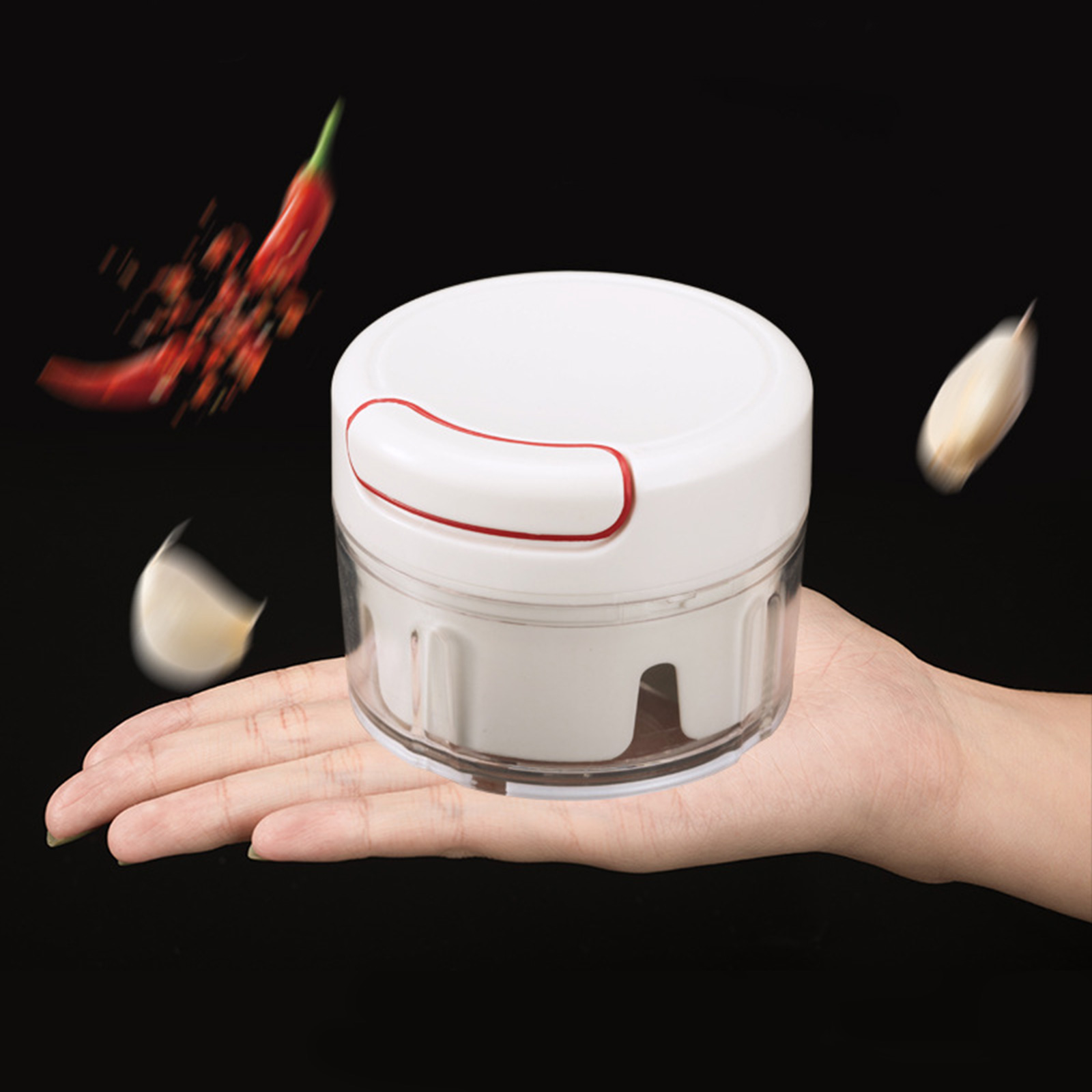 เครื่องบดมือ มินิ แบบดึงเชือก รุ่น YG-722 เกรดสำหรับอาหาร ใบมีดสแตนเลส 2 ใบมีด บด ปั่น พริก กระเทียม ไม่ใช้ไฟฟ้า สำเนา