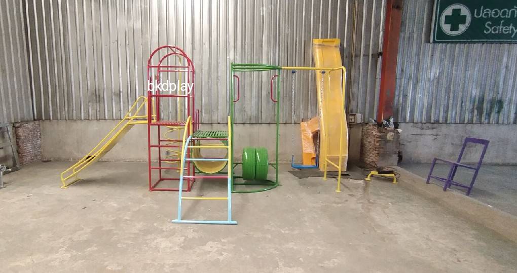 เครื่องเล่นสนามกลางแจ้ง ชุดรวมสไลเดอร์ชิงช้าบาร์โหนยางรถ , ประกอบด้วยสไลเดอร์ชิงช้าปีนป่ายบาร์โหน,ครุภัณฑ์สนามเด็กเล่น, สพฐ,โครงการโรงเรียนประชารัฐ