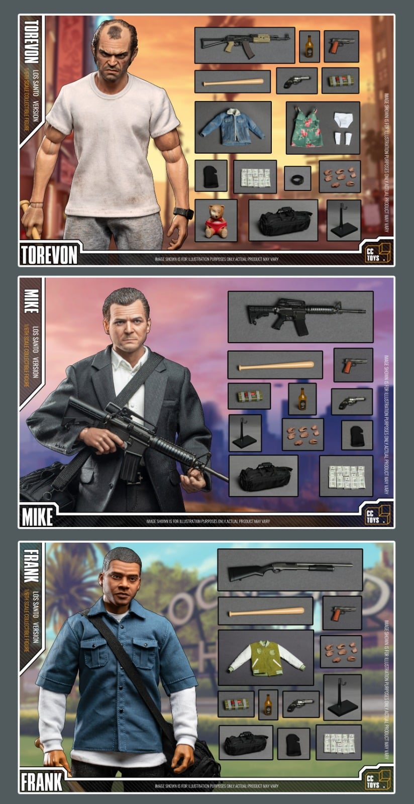 [พร้อมส่ง]CCTOYS 1/6 : GTA - TREVOR/ MIKE/ FRANK มี2แบบให้เลือก