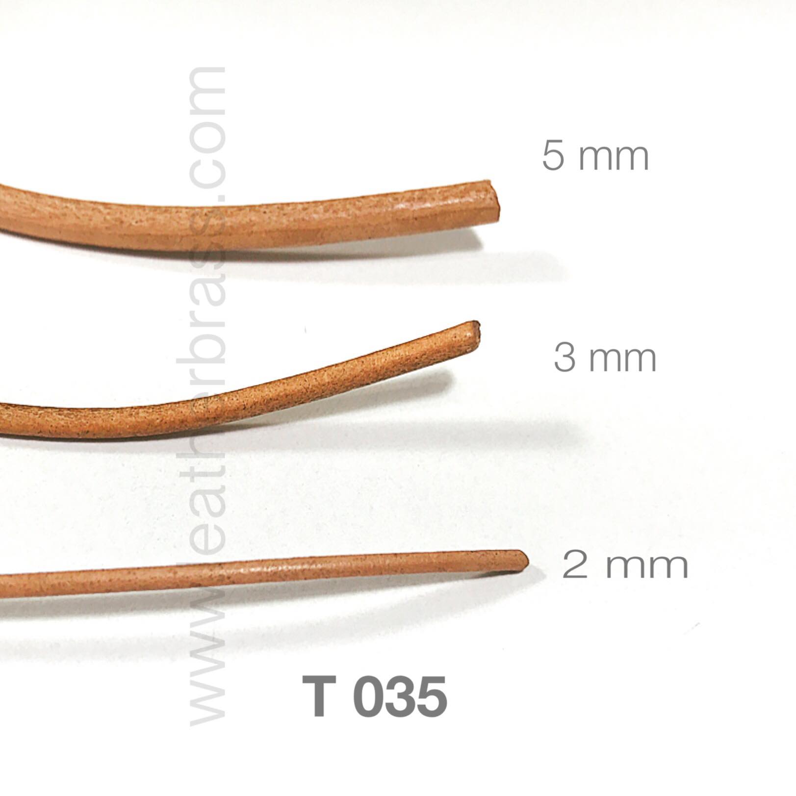 T035-5 เชือกหนังกลม 5mm อุปกรณ์งาน DIY อุปกรณ์งานหนัง leatherbrass**ราคาต่อหลา**