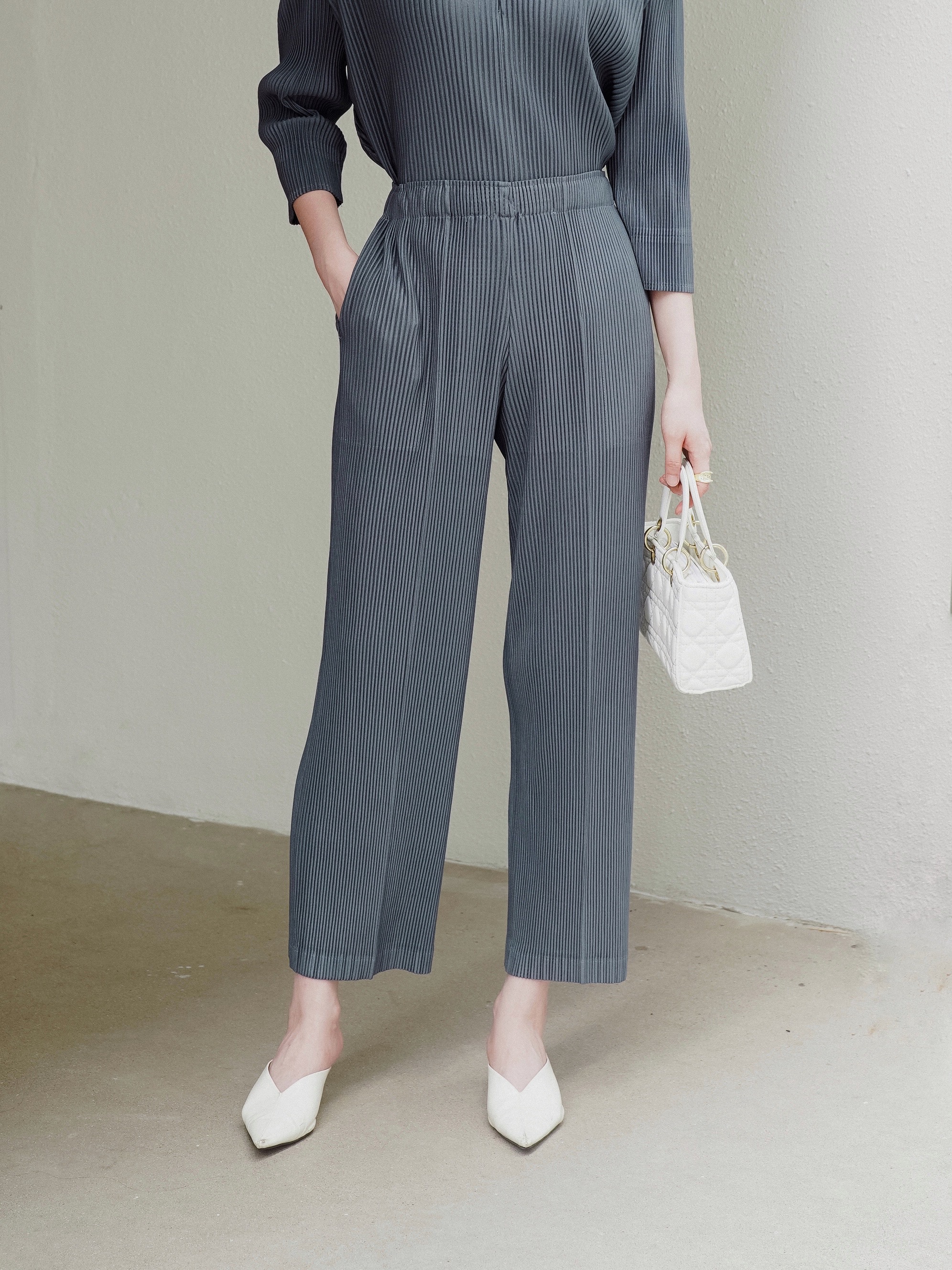 ปรับราคาลง20%!! ยาว 36 นิ้ว 2MUAY รุ่น GJO5083P กางเกงพลีทคุณภาพ THICK STRAIGHT PLEATED PANTS 6 สี FREE SIZE
