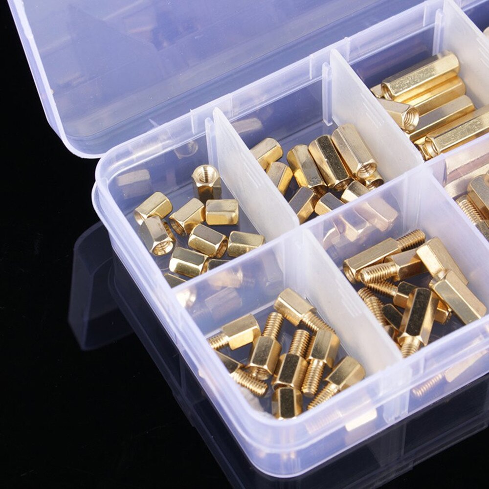 ชุดเสาทองเหลือง 120pcs box set M3 stainless steel screws and nuts brass hexagonal copper column pillar spacer combination