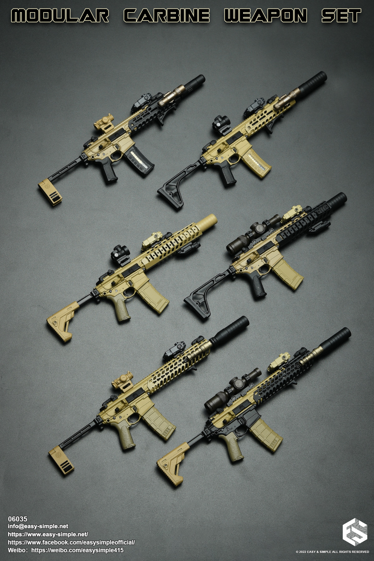 [สั่งจอง] Easy&Simple 06035 1/6 Scale Modular Carbine Weapon Set