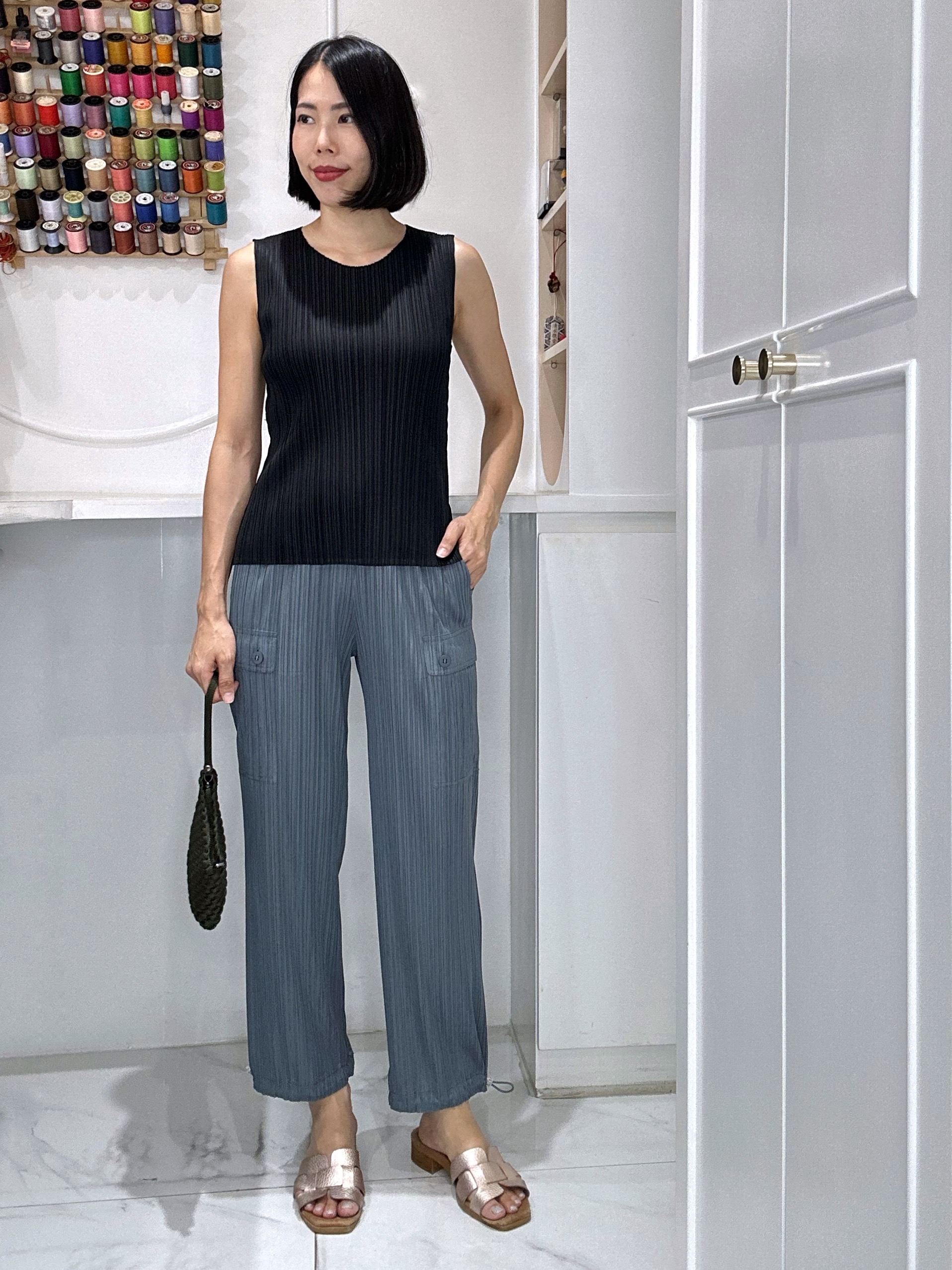 ยาว 36.5นิ้ว! 2MUAY รุ่น GJO5361 กางเกงพลีทคุณภาพ CARGO STRAIGHT LEG PLEATED PANTS 10 สี FREE SIZE