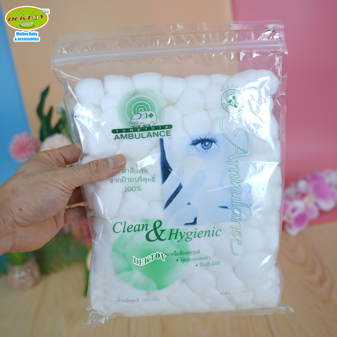 สำลีก้อนตรารถพยาบาล-Cotton Ball Ambulance 100 กรัม