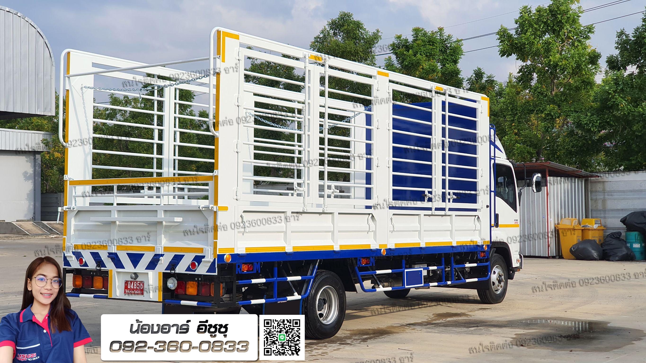 6 ล้อ ISUZU FRR190/210 แรงม้า กระบะคอกสูง แป็ปกลม (มีเสากลาง)