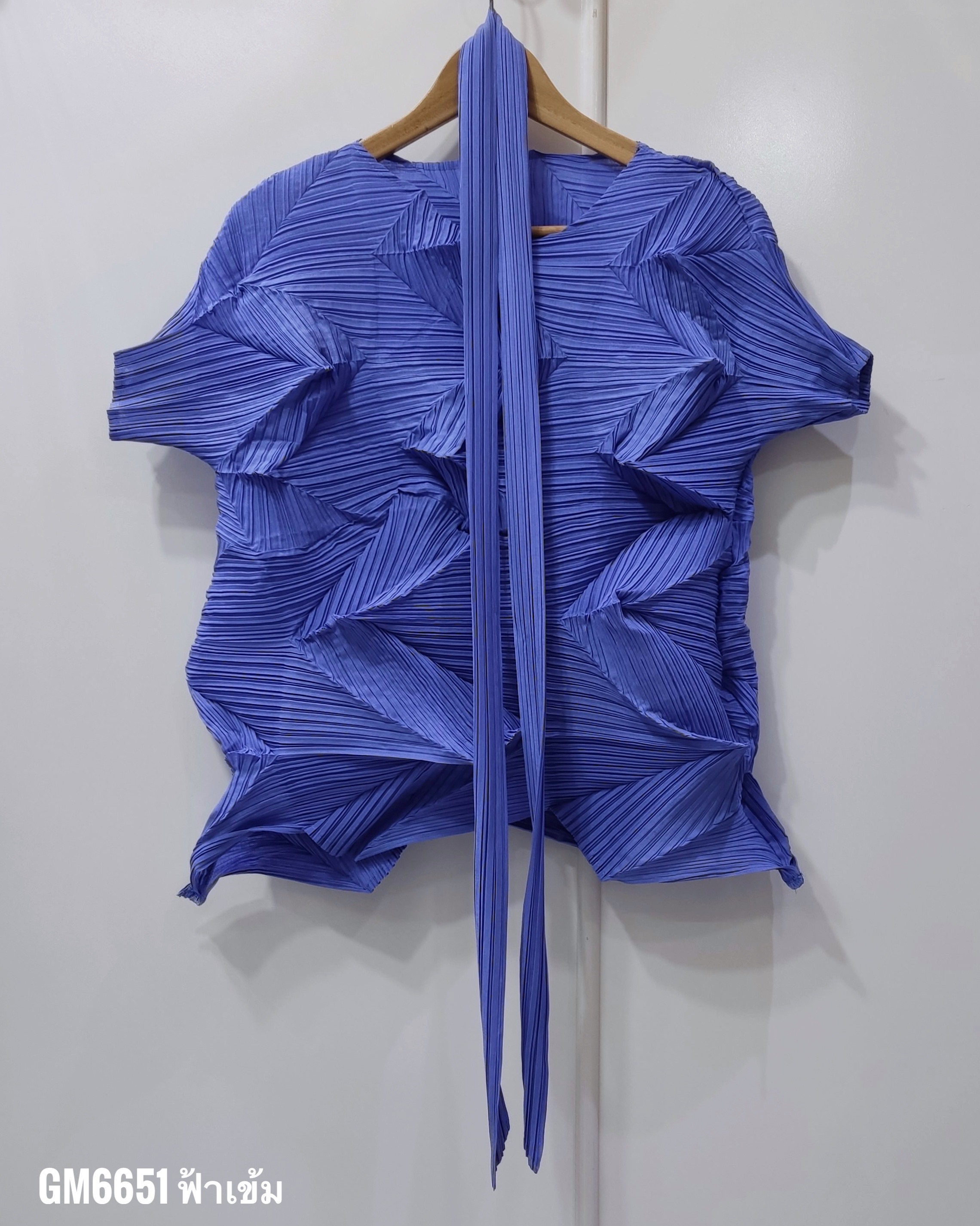 อกถึง 42 นิ้ว 2MUAY รุ่น GM6651 เสื้ออัดพลีท SHORT SLEEVE ZIG ZAG PLEATED TOP 15 สี FREE SIZE