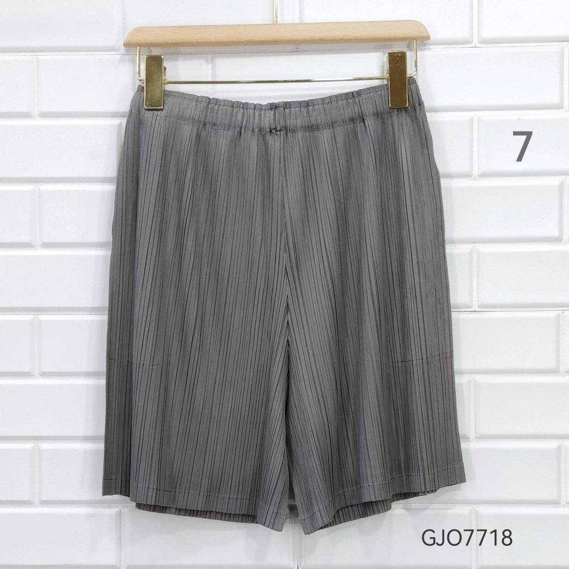 2MUAY BASIC รุ่น GJO7718 กางเกงอัดพลีทงานคุณภาพ BASIC SHORT PLEATED PANTS 12สี FREE SIZE