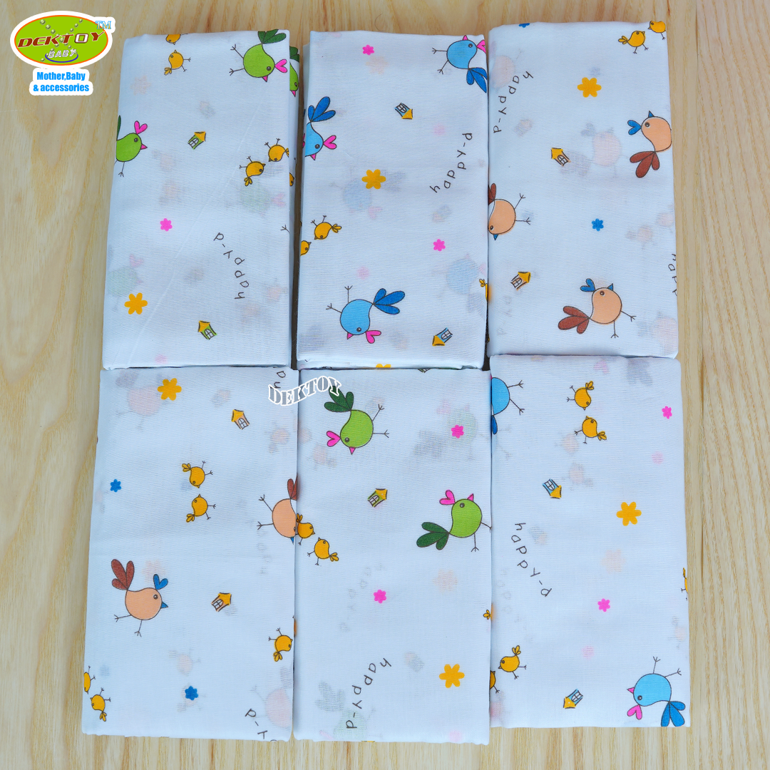 Gold Baby ผ้าอ้อมสาลู 2 ชั้นเกรดA ลายนก 12 ผืน