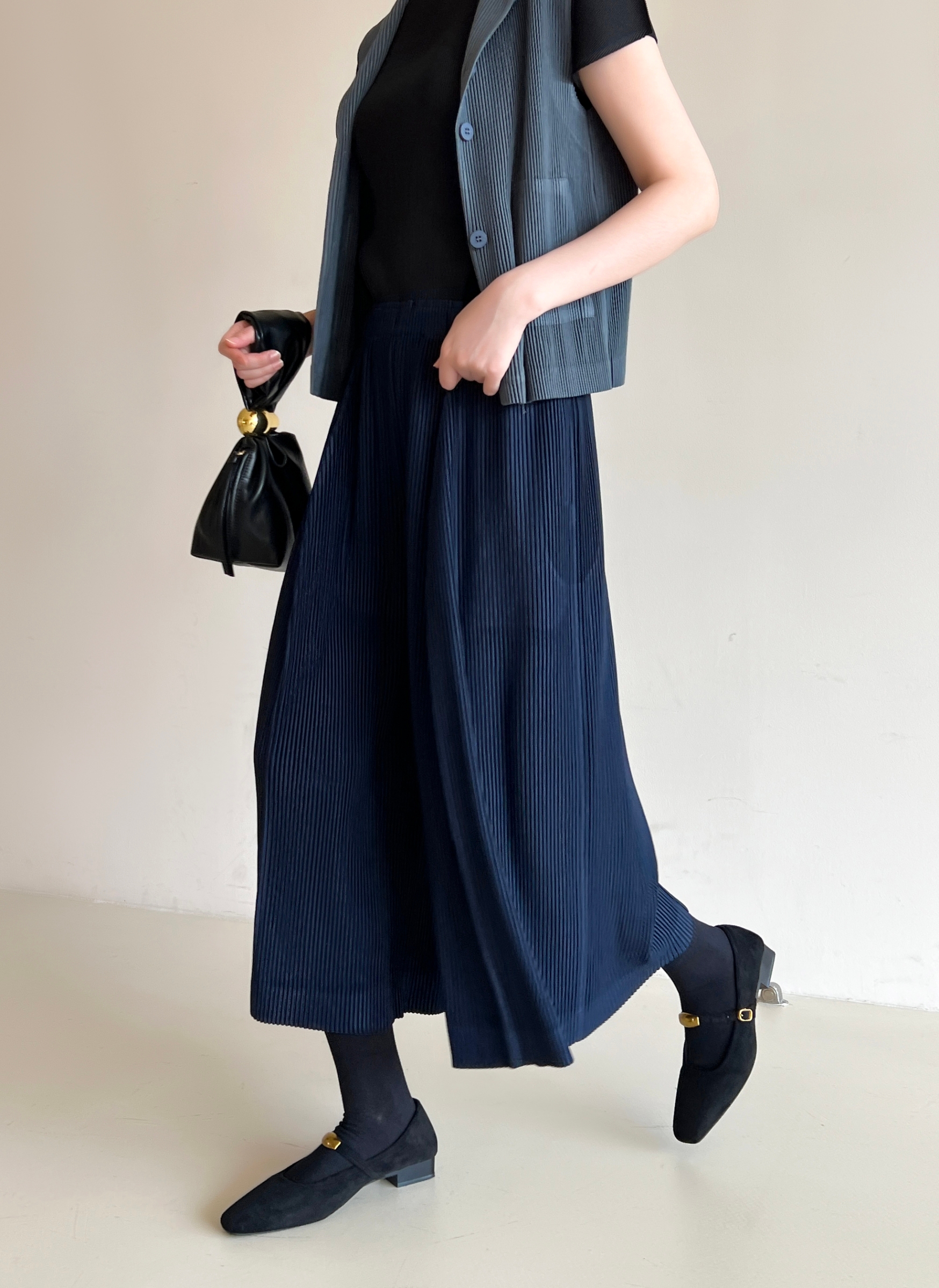 ยาว 32 นิ้ว 2MUAY รุ่น GJO1805 กางเกงพลีทคุณภาพ THICK WIDE LEG PLEATED PANTS 9 สี FREE SIZE