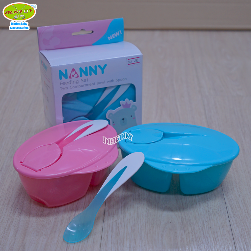Nanny แนนนี่ ชามป้อนอาหารเด็ก แบบแบ่งช่อง พร้อมช้อน N105
