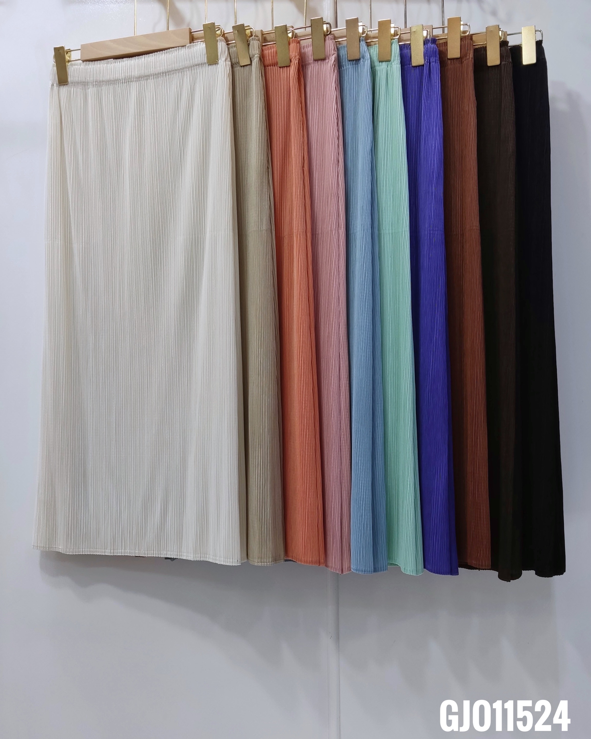 2MUAY รุ่น GJO11524 กระโปรงอัดพลีท STRAIGHT PLEATED MIDI SKIRT 10 สี FREE SIZE