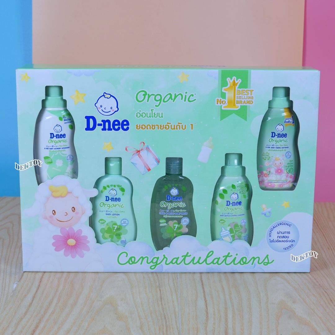 D-nee ดีนี่ กิ๊ฟเซ็ทชุดของขวัญเยี่ยมคลอด สำหรับเด็กแรกเกิด 6 ชิ้น เขียว