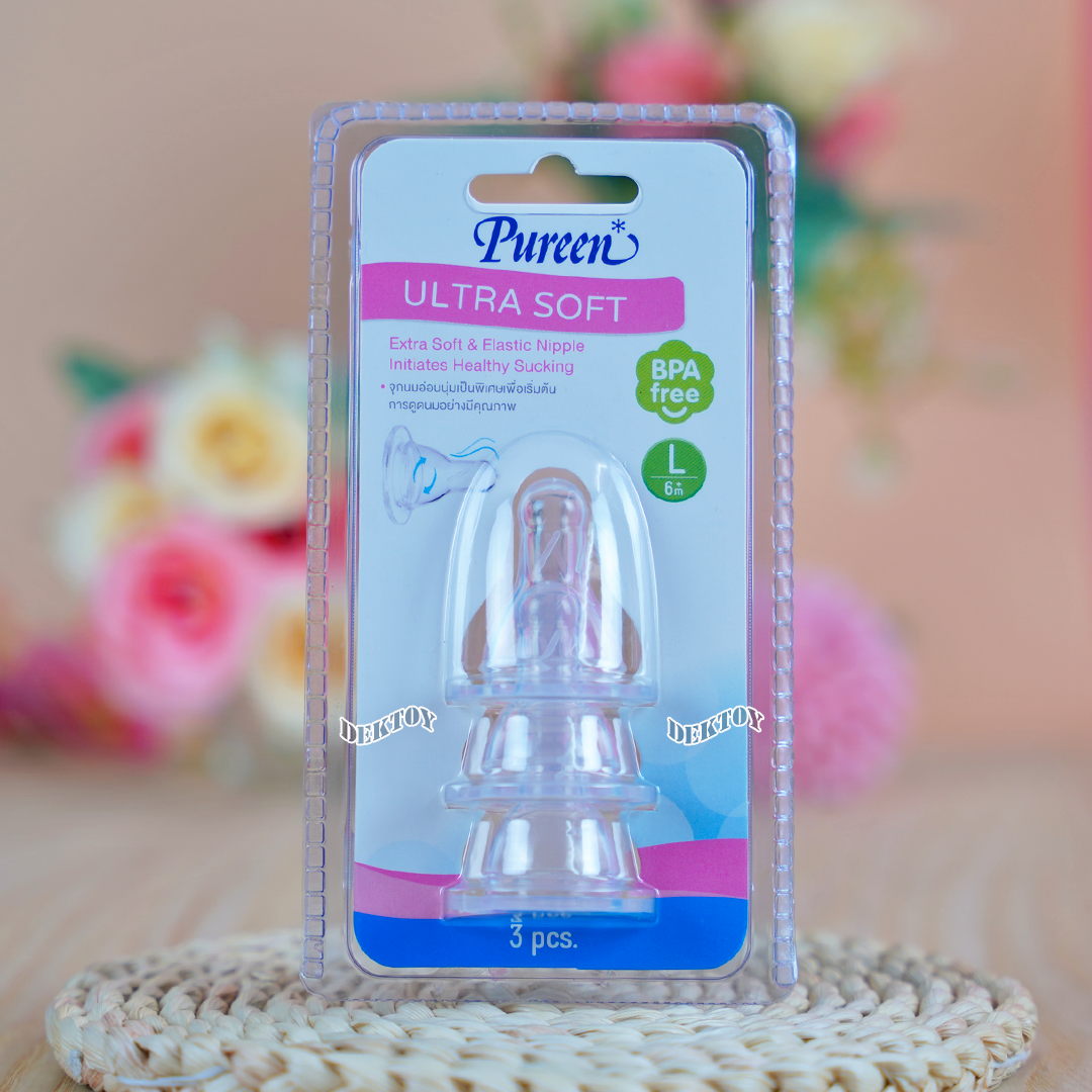 Pureen เพียวรีน จุกนมเพียวรีน Ultra soft คอมาตรฐาน แพ็ค3ชิ้น