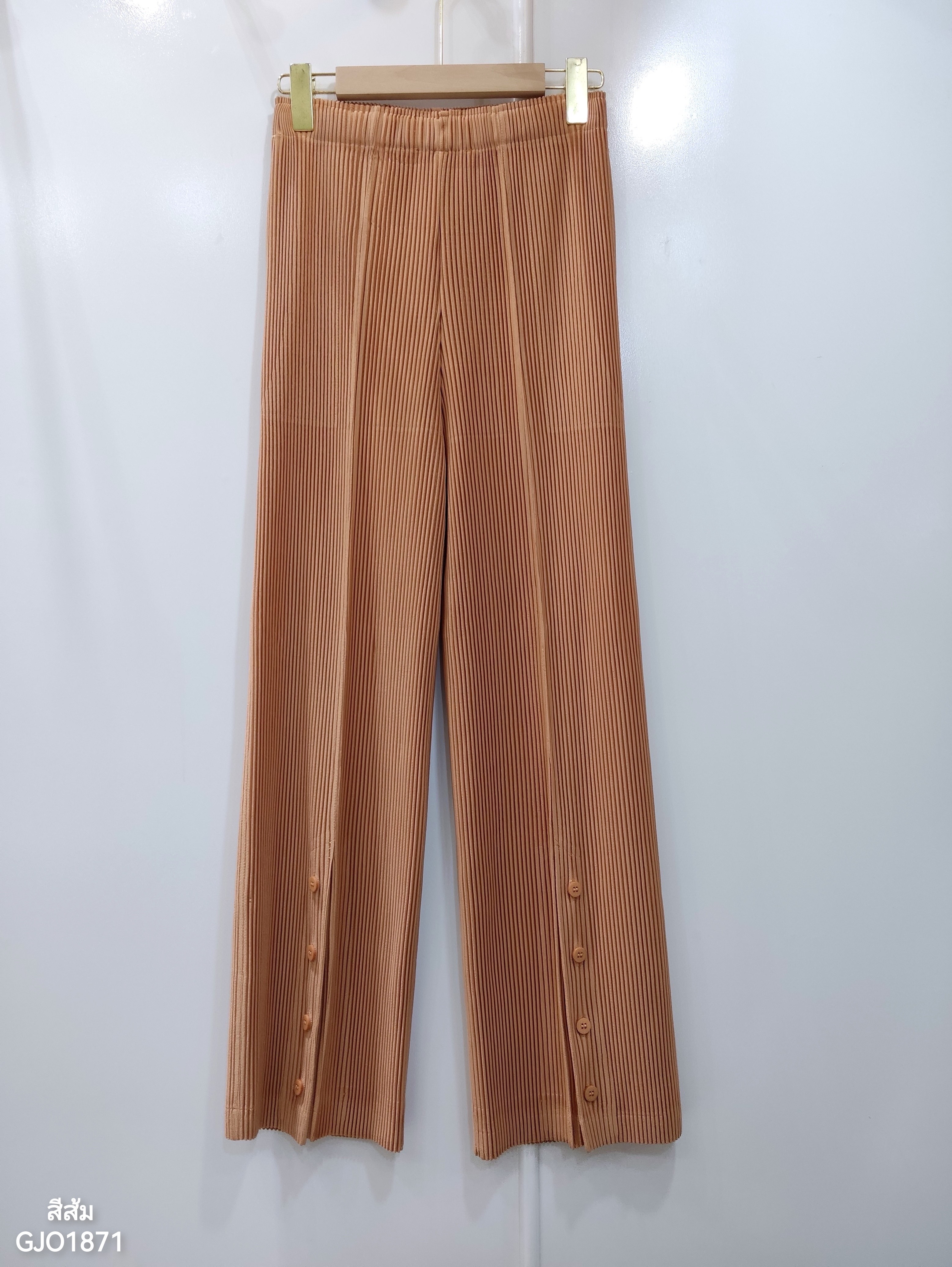 ยาว 38.5 นิ้ว 2MUAY รุ่น GJO1871 กางเกงพลีทคุณภาพ THICK STRAIGHT LEG SPIT FRONT PLEATED PANTS 10สี FREE SIZE