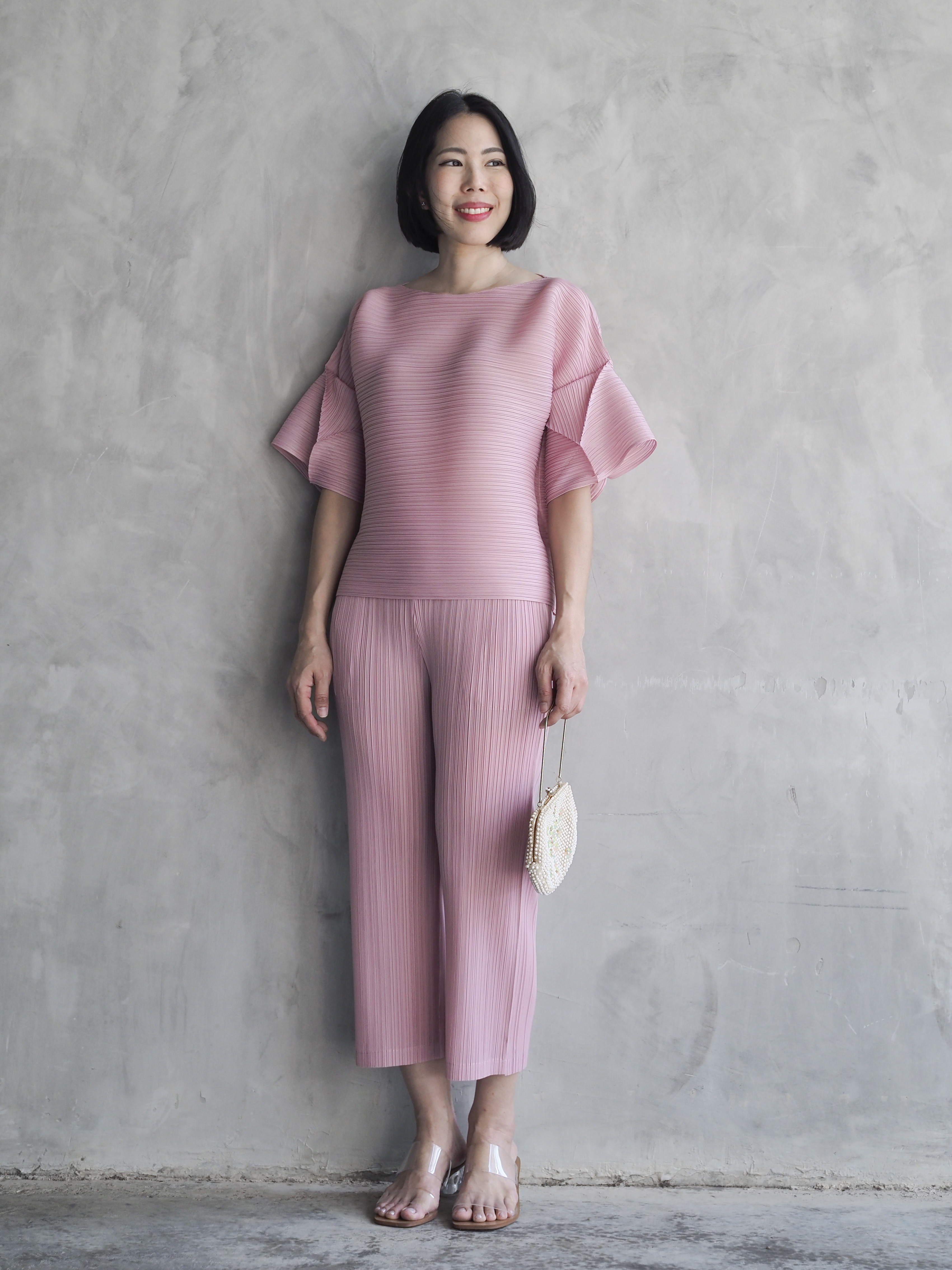 สีใหม่! 2MUAY รุ่น GJO9319-9 / GJO7573-9 เซ็ตพลีทคุณภาพ FLARE SLEEVE TOP WITH PANT PLEATED SET 7 สี FREE SIZE