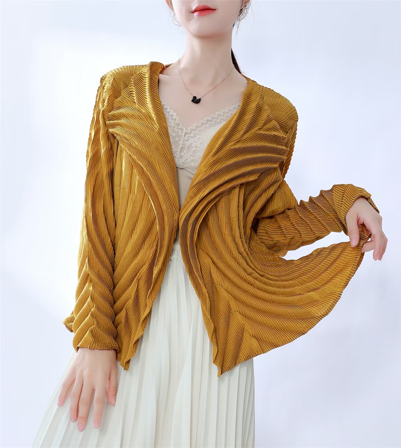 2MUAY รุ่น SA1221 เสื้อคลุมพลีทคุณภาพ LONG SLEEVE CIRCLE PLEATED CARDIGAN 4สี FREE SIZE