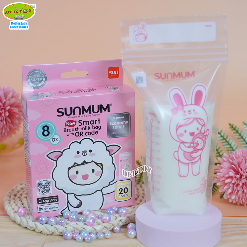 1 กล่อง Sunmum ซันมัม ถุงเก็บน้ำนมซันมัม 8 ออนซ์ รุ่น Economy 1 กล่องบรรจุ 20 ใบ