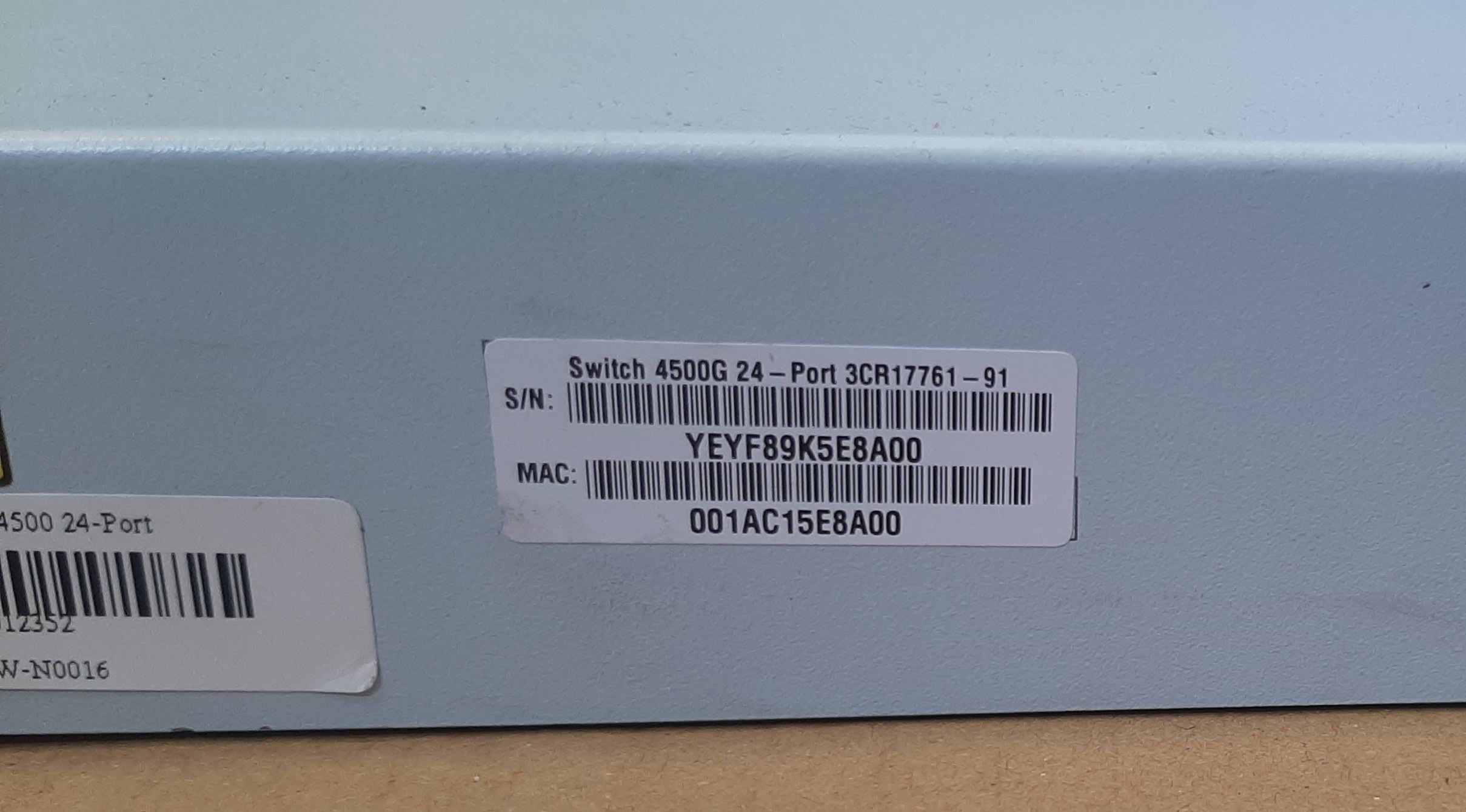สวิตช์มือสอง สภาพดี ประกันร้าน 1 เดือน มีตำหนิ พัดลมดัง นอกนั้นใช้งานได้ปกติ 3Com Switch 4500 24-Port