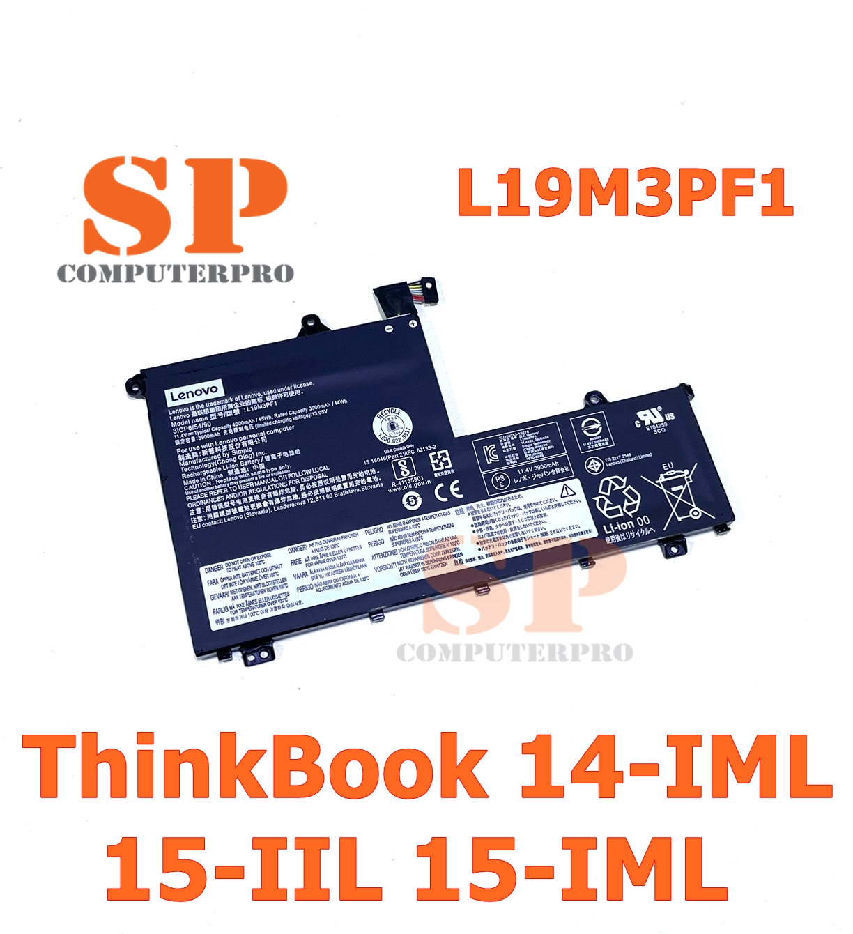 BATTERY LENOVO แบตเตอรี่ของแท้ LENOVO Thinkbook 14 14-IML 14-IIL 15-IIL 15-IML Model: L19M3PF1