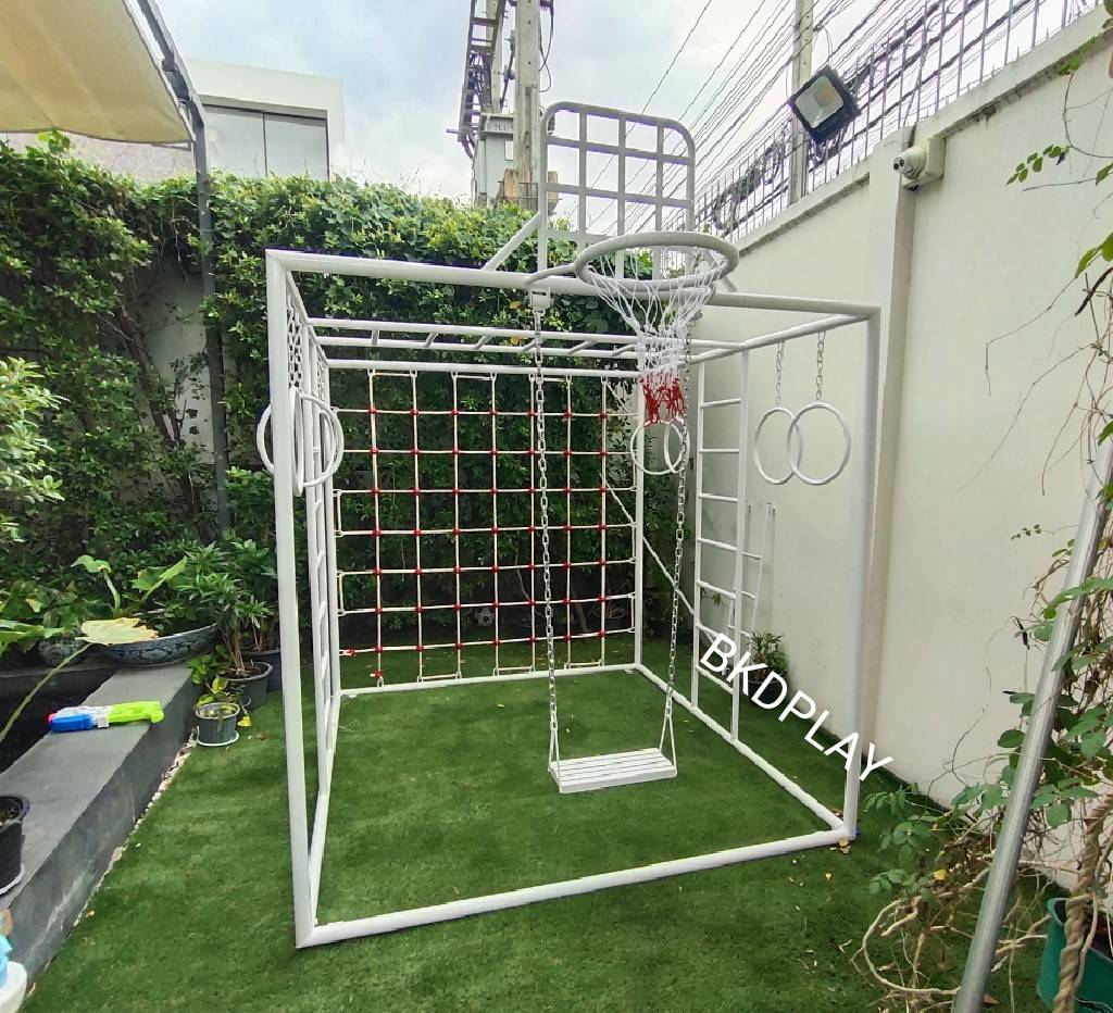 ลูกเต๋าปีนป่าย ชุดรวมปีนป่ายสี่เหลี่ยมA2 ปีนป่ายเชือก พร้อมบาร์โหน บาร์ไต่ ชิงช้า เครื่องเล่นสนามเหล็ก เครื่องเล่นสนามกลางแจ้ง OutdoorPlayground