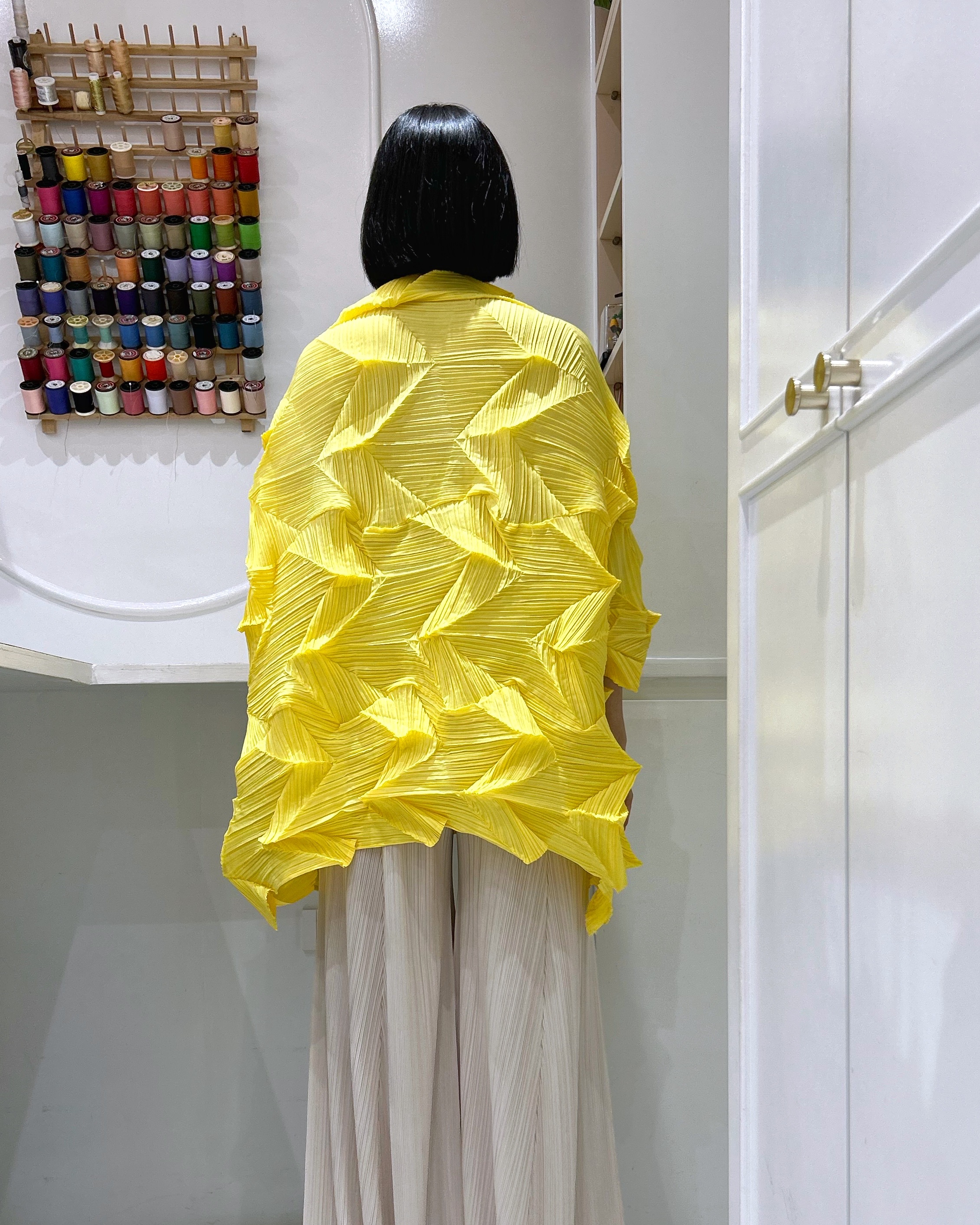 อกถึง60 ยาว31นิ้ว 2MUAY รุ่น CX6392 เสื้อพลีทคุณภาพ HIGH NECK ZIG ZAG PLEATED TOP 10 สี FREE SIZE