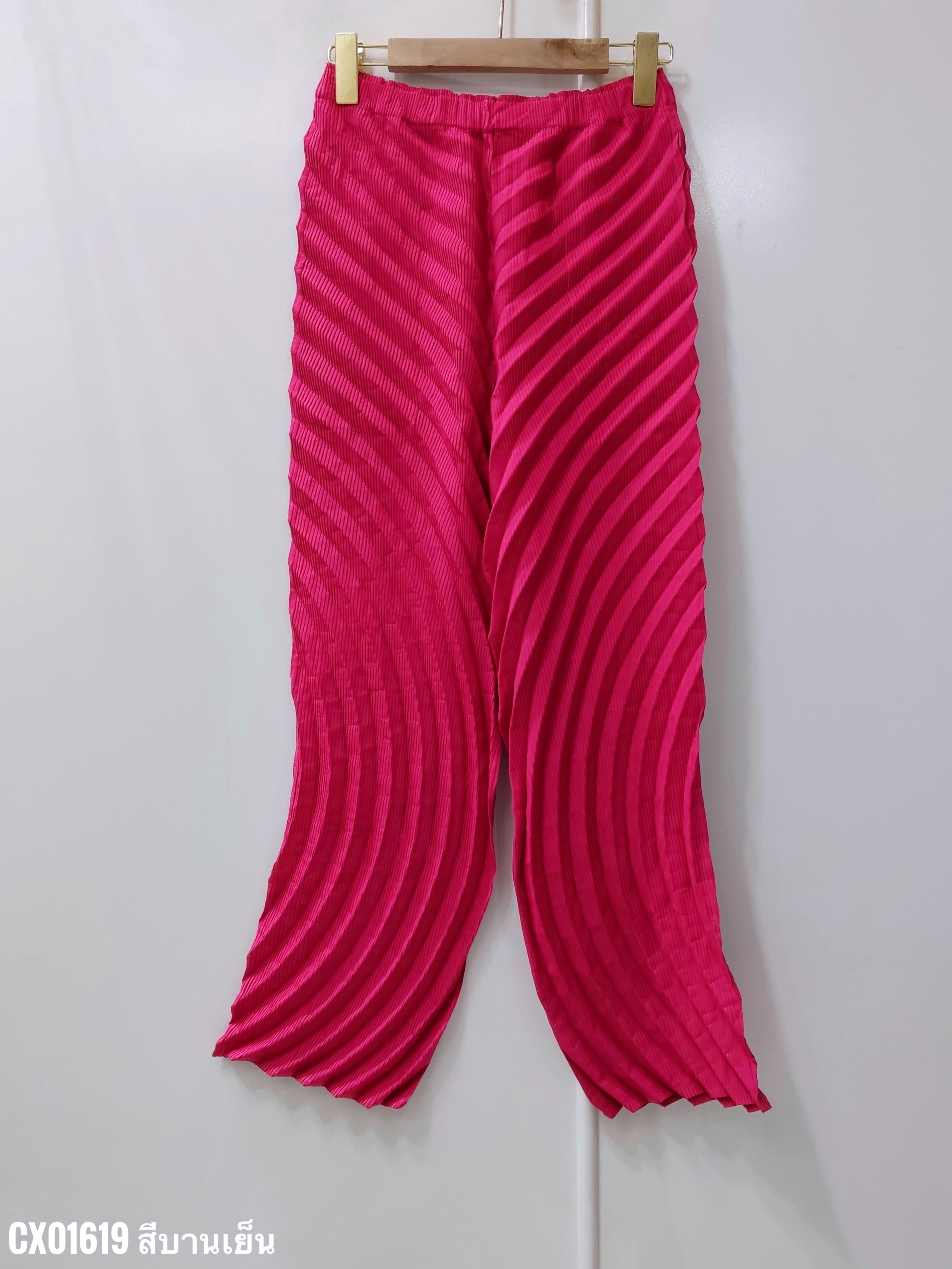 ปรับราคาลง20%!! ยาว 35.5นิ้ว 2MUAY รุ่น CX01619 กางเกงอัดพลีทคุณภาพ CIRCLE PLEATED PANTS 4 สี FREE SIZE