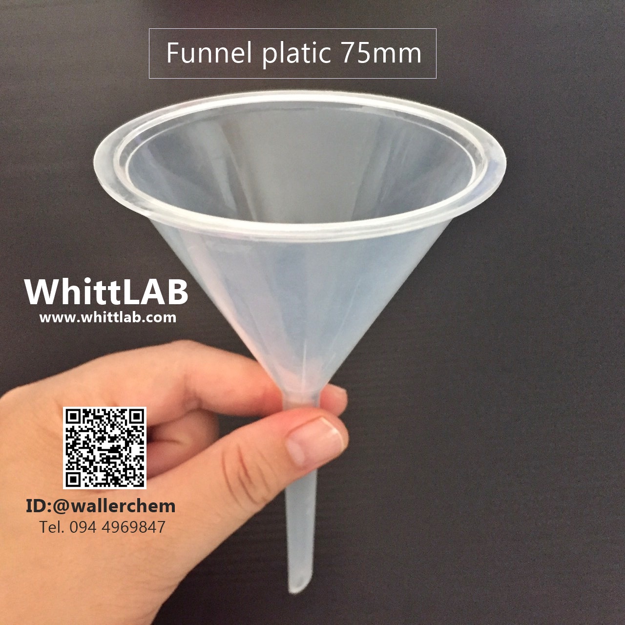 กรวยกรองพลาสติก ขนาด 75mm (Funnel platic PP)