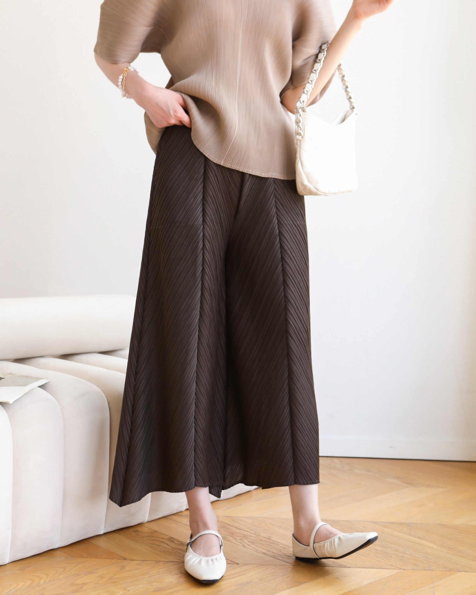 ปรับราคาลง20%!! ยาว 35 นิ้ว! 2MUAY รุ่น GJO1056 กางเกงพลีทคุณภาพ FLARE PLEATED PANTS 10 สี FREE SIZE