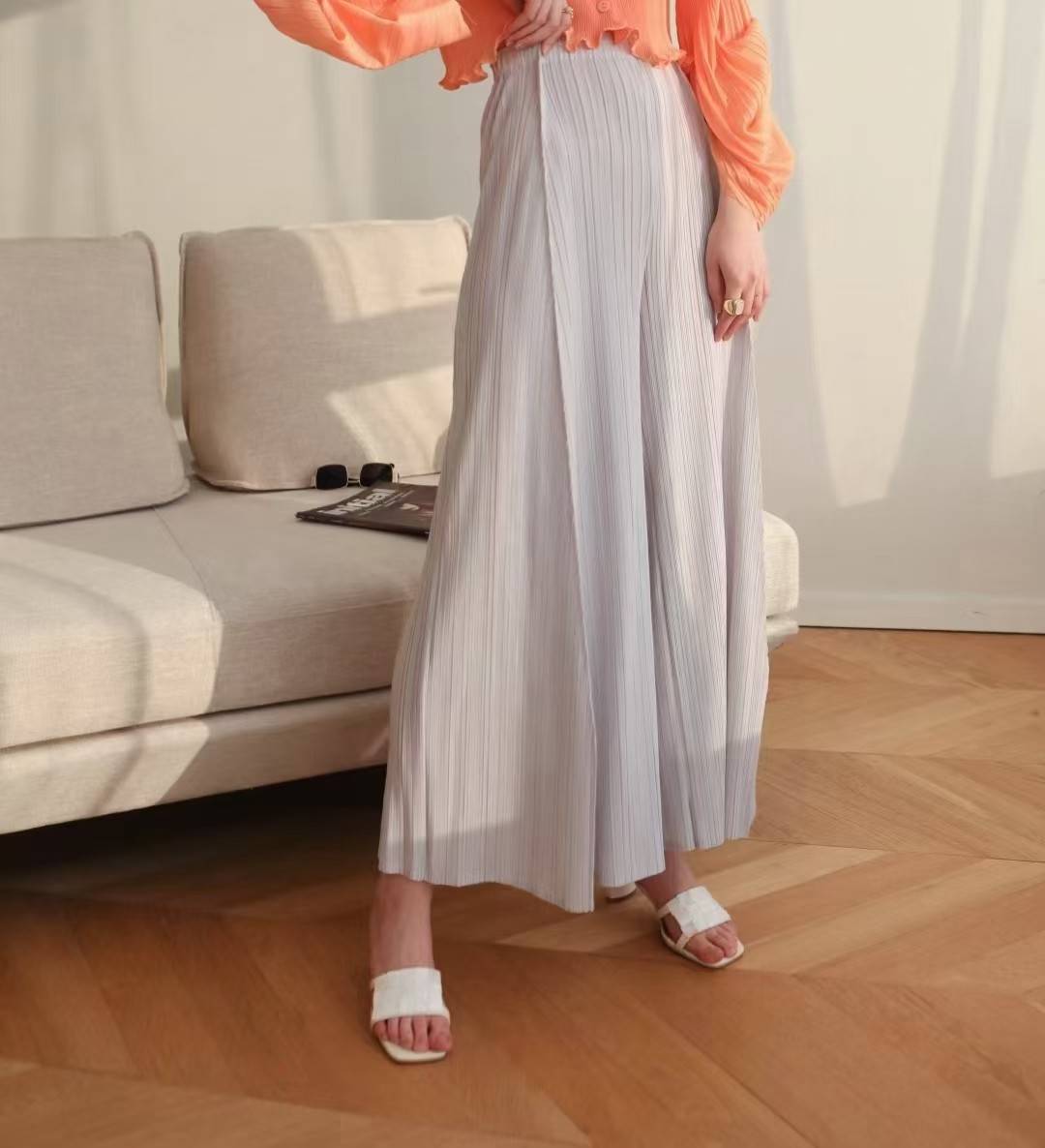 ยาว37.5"นิ้ว! 2MUAY กางเกงผู้หญิง กางเกงพลีทคุณภาพ รุ่น GJO6972 WIDE LEG PLEAT PANT FREE SIZE