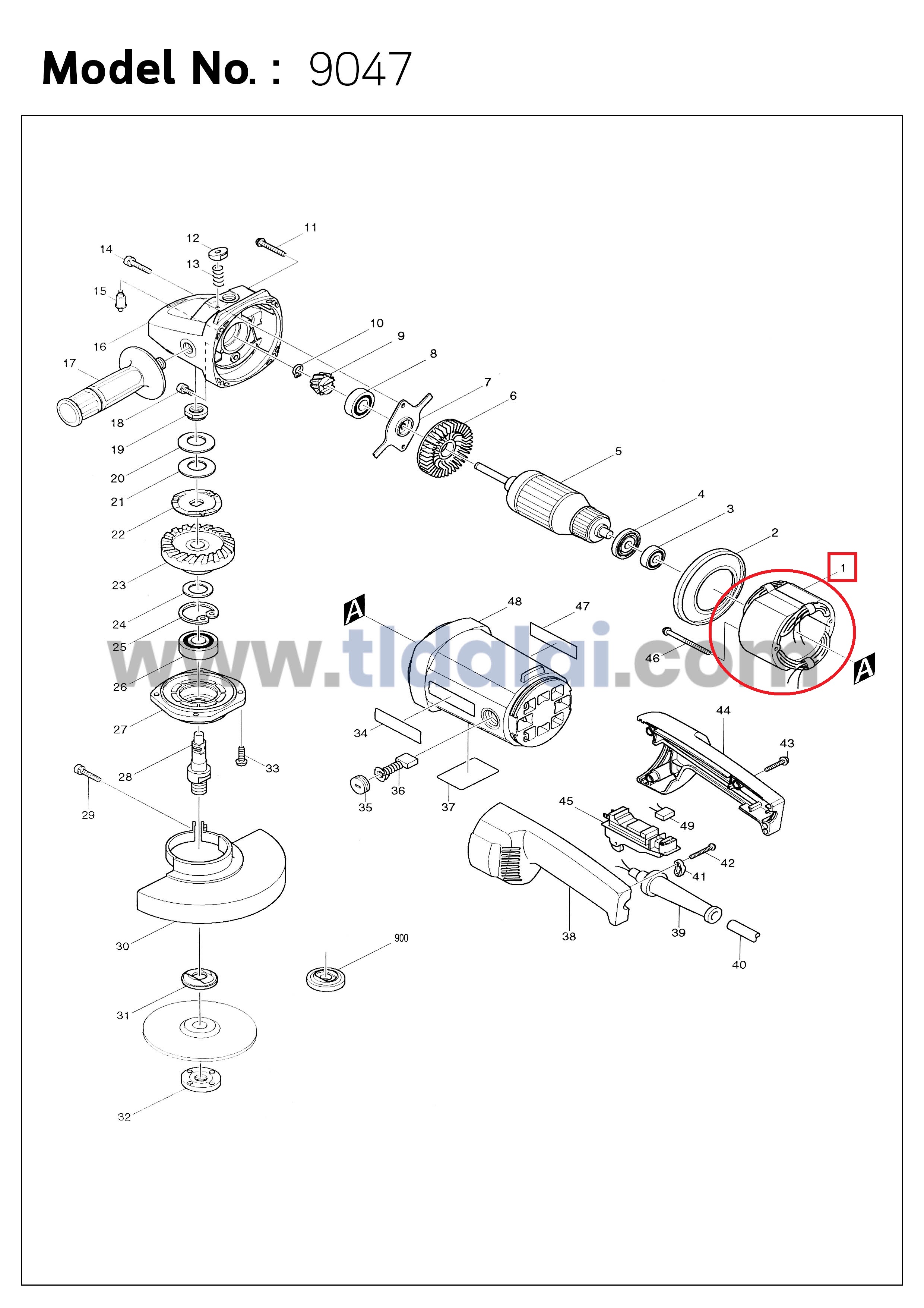 ฟิลคอยล์ หินเจียร Makita มากีต้า รุ่น 9047, 9049, GA7030, GA9030 ใช้ฟิลคอยล์ตัวเดียวกัน