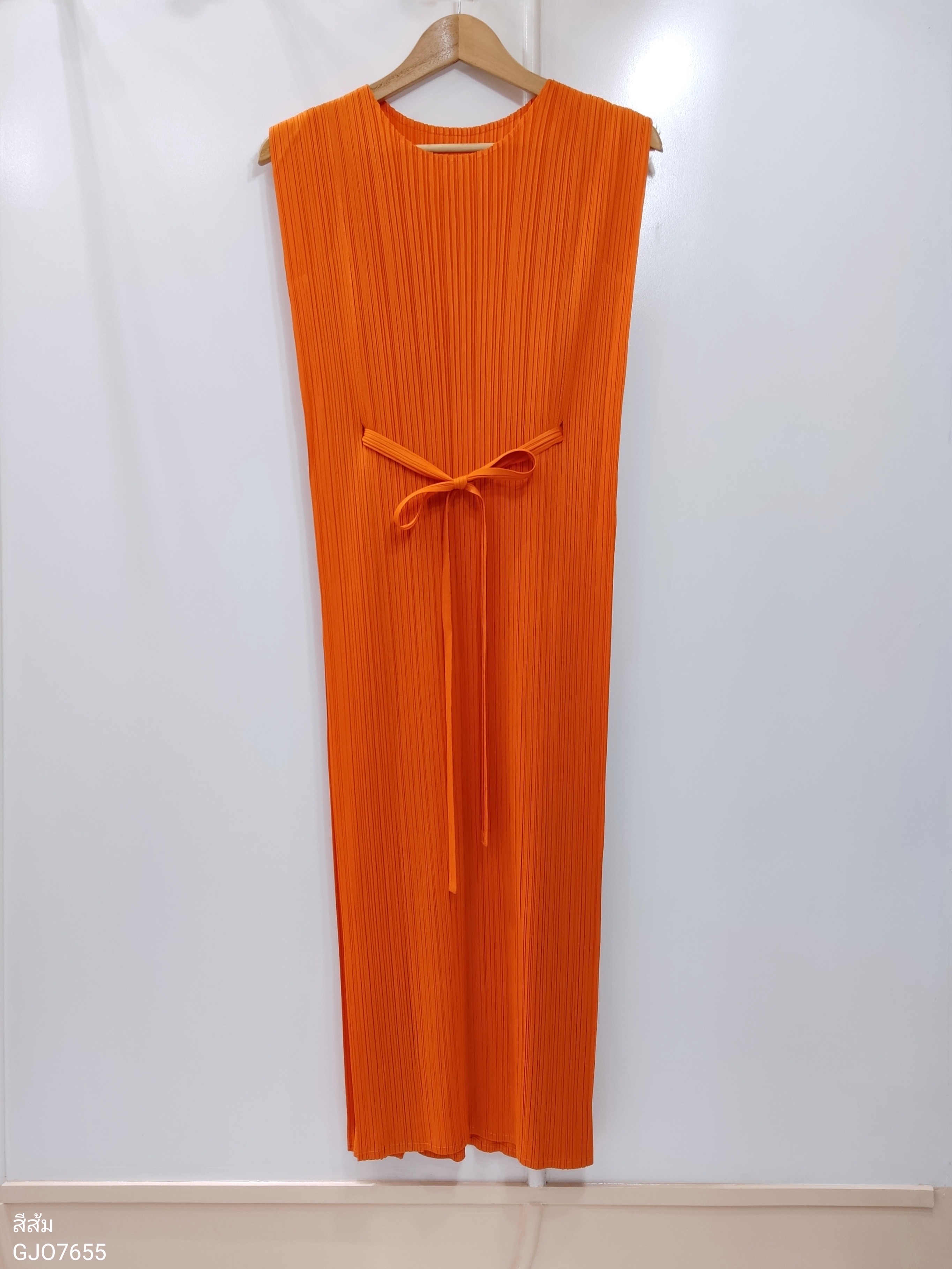 2MUAY รุ่น GJO7655 SIMPLE BOW TIE PLEATED DRESS เดรสผู้หญิง เดรสพลีทคุณภาพ 15สี FREE SIZE