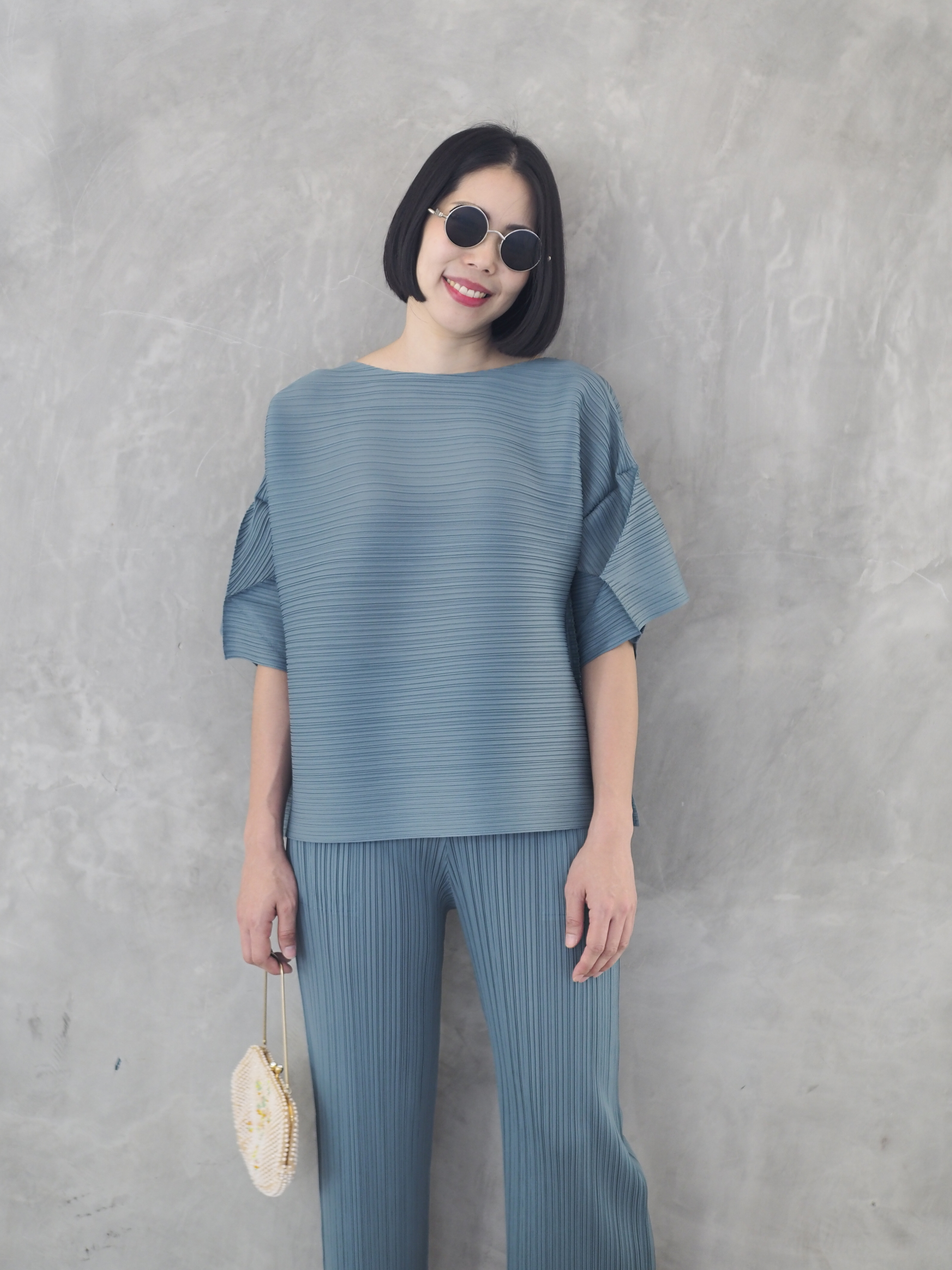 2MUAY รุ่น GJO9319-9 เสื้อพลีทคุณภาพ FLARE SLEEVE PLEATED TOP 7 สี FREE SIZE