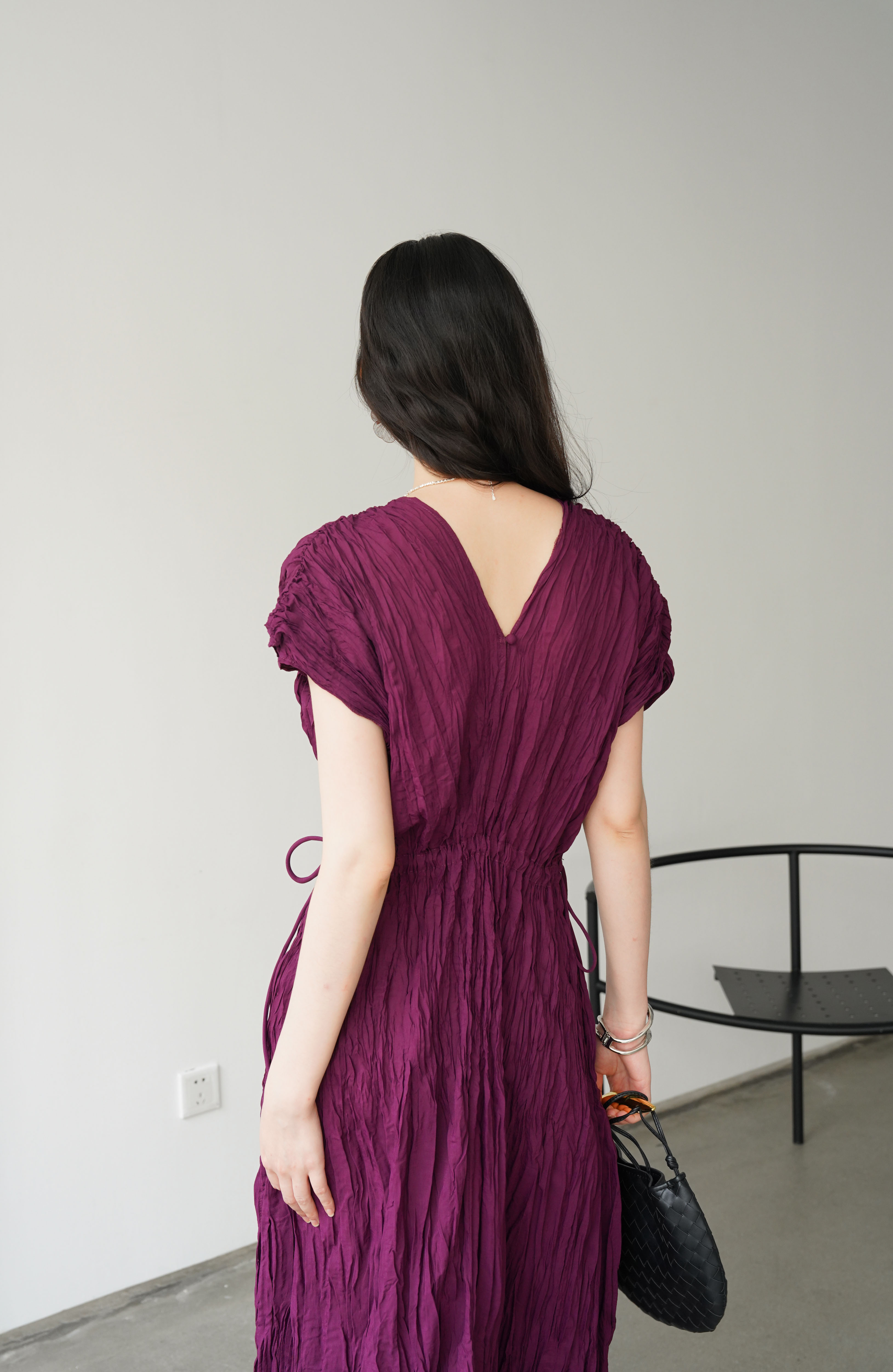 ปรับราคาลง20%!! 2MUAY รุ่น GJO3558 เดรสพลีทคุณภาพ V NECK WAIST TIE PLEATED DRESS 6 สี FREE SIZE