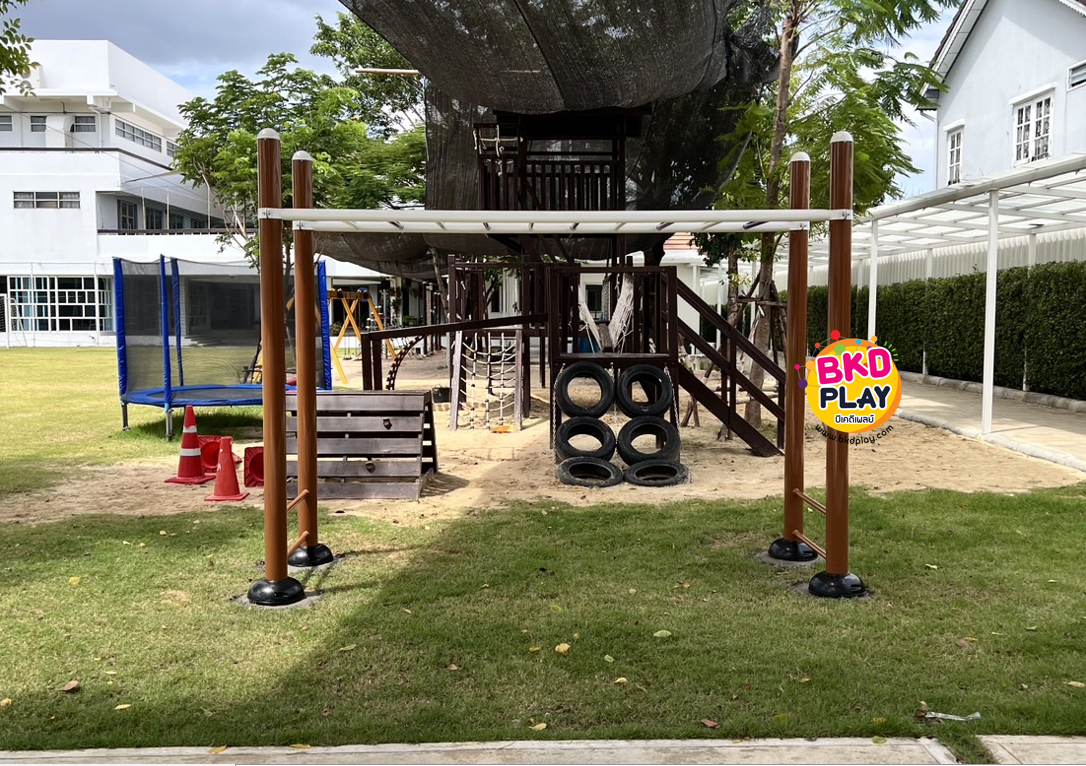 เครื่องออกกำลังกายกลางแจ้ง ชุดอุปกรณ์ บริหารแขน หน้าอก หัวไหล่ แบบบาร์โหน เหนือศรีษะ สำหรับผู้ใหญ่ เด็กโตเล่นได้ ลานกีฬา อเนกประสงค์ สนามกีฬา ผลิตในไทย 10-20 วัน