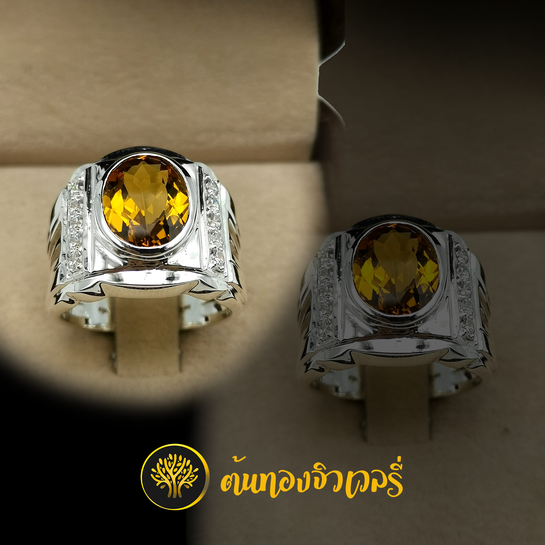 แหวนพลอยบุษราคัม ข้างฝังเพชรแถว สวยๆ งานดีแบบนี้ ต้องมีไว้ใส่นิ้วสักวงแล้วแหละครับ