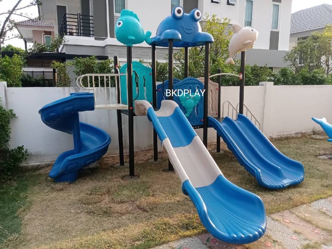 เครื่องเล่นสนามกลางแจ้ง ชุดเจ้าปลาพร้อมเพื่อน,สไลเดอร์ใหญ่,ครุภัณฑ์สนามเด็กเล่น,งบ.สพฐ,โครงการโรงเรียนประชารัฐ, เครื่องเล่นสนามระดับก่อนประถมศึกษา, งบประมาณ80,000 playground,สไลเดอร์,เครื่องเล่นสนาม, สนามเด็กเล่น