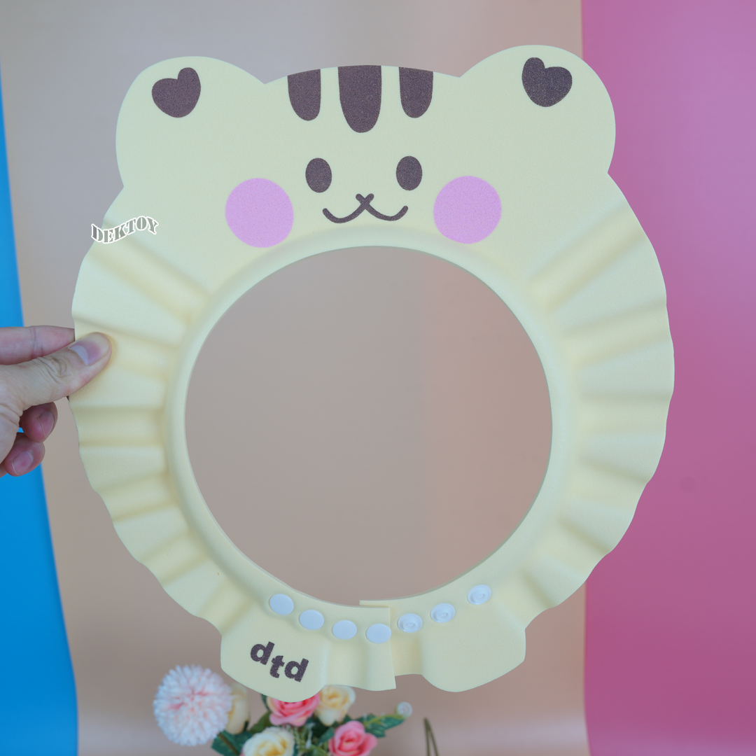 PAPABABY หมวกอาบน้ำเด็ก Shower Cap หมวกกันแชมพู รุ่นTCAT003 ใส่ตัดผมได้ หมวกกันน้ำเข้าตาเด็ก หมวกอาบน้ำเด็ก 6M+