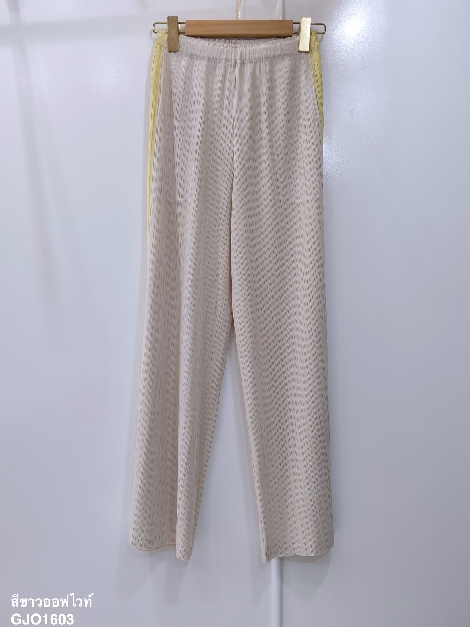 ปรับราคาลง20%!! ยาว 37.5นิ้ว 2MUAY รุ่น GJO1603 กางเกงพลีทคุณภาพ SIDE STRIPED TWO TONE PLEATED PANTS 6 สี FREE SIZE