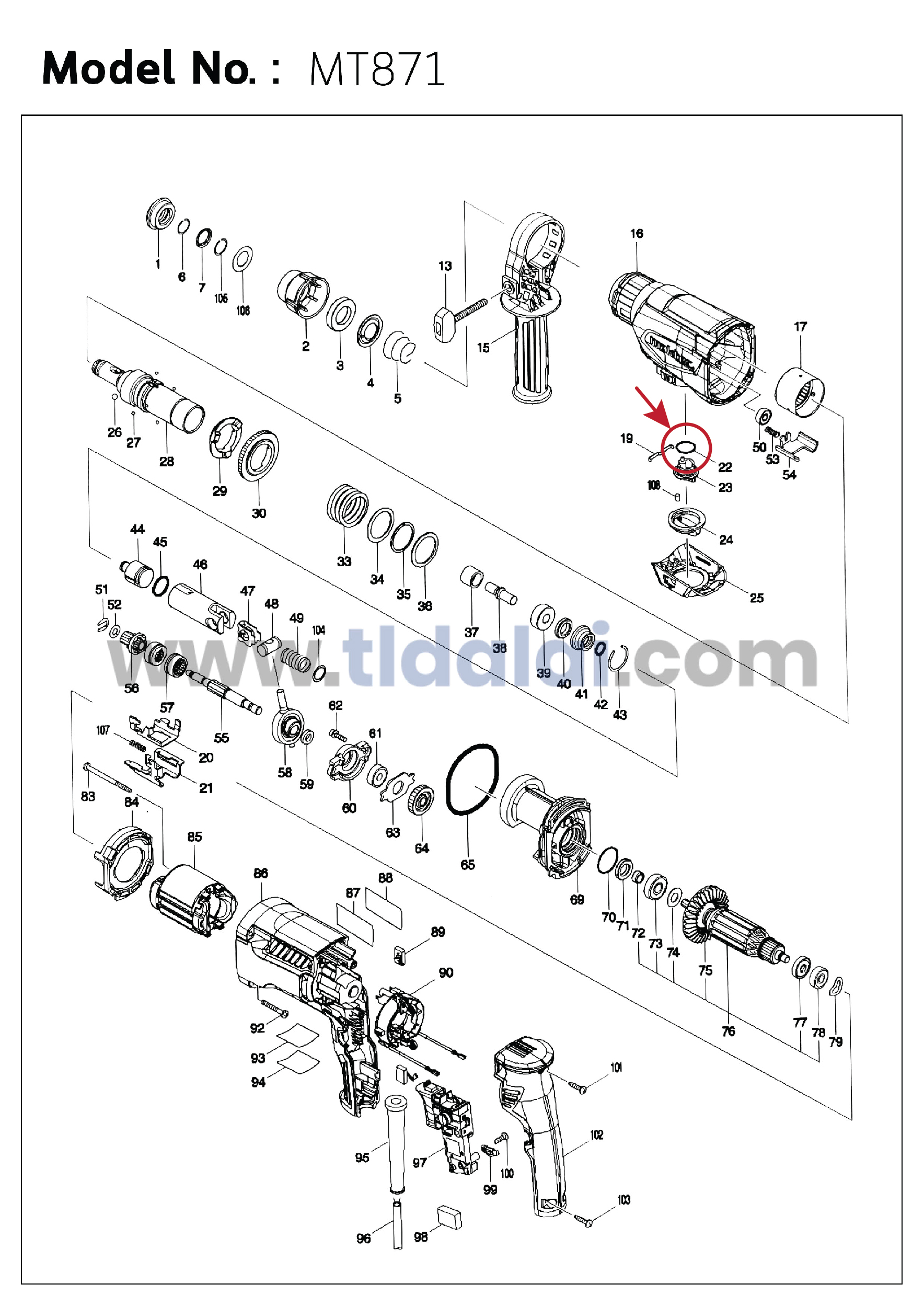 โอริงลูกบิดปรับกระแทก (แท้) (213278-8) สว่านโรตารี่ Makita มากีต้า รุ่น HR2470F, HR1830F, MT871, M8701, HR2432, HR2445, HR2450, HR2455, HR2460, HR2475, HR2641, M8701, BHR202, BHR241, BHR261 (213278-8) (อะไหล่แท้ 100%) โอริง 17x2