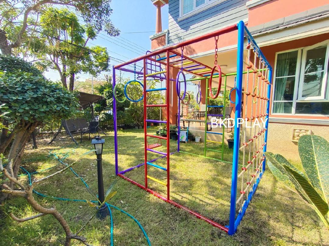 ลูกเต๋าปีนป่าย ชุดรวมปีนป่ายสี่เหลี่ยมA2 ปีนป่ายเชือก พร้อมบาร์โหน บาร์ไต่ ชิงช้า เครื่องเล่นสนามเหล็ก เครื่องเล่นสนามกลางแจ้ง OutdoorPlayground