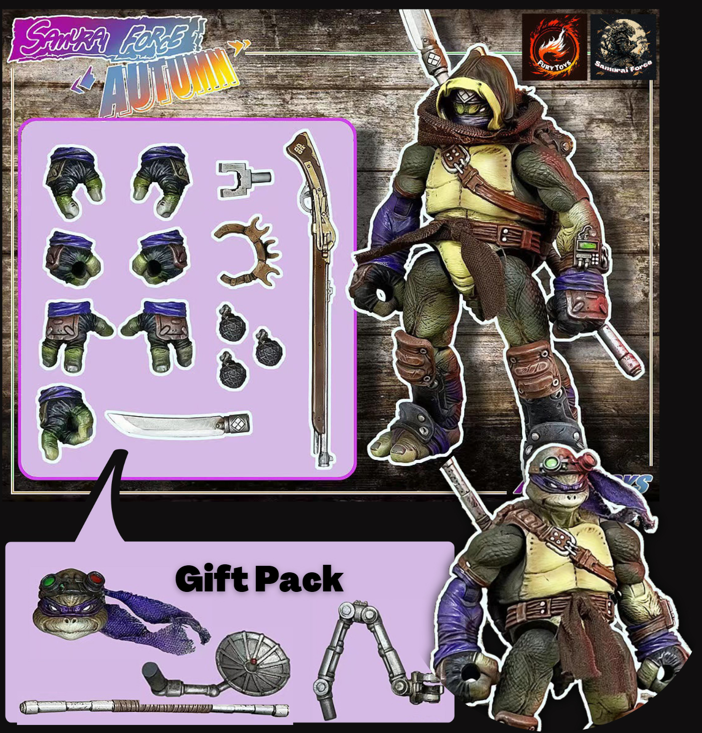 [พร้อมส่ง]Fury toys 1/12 : Samurai Force Wave 2 - Musketman Autumn (เต่านินจา)+(อุปกรณ์เสริม)