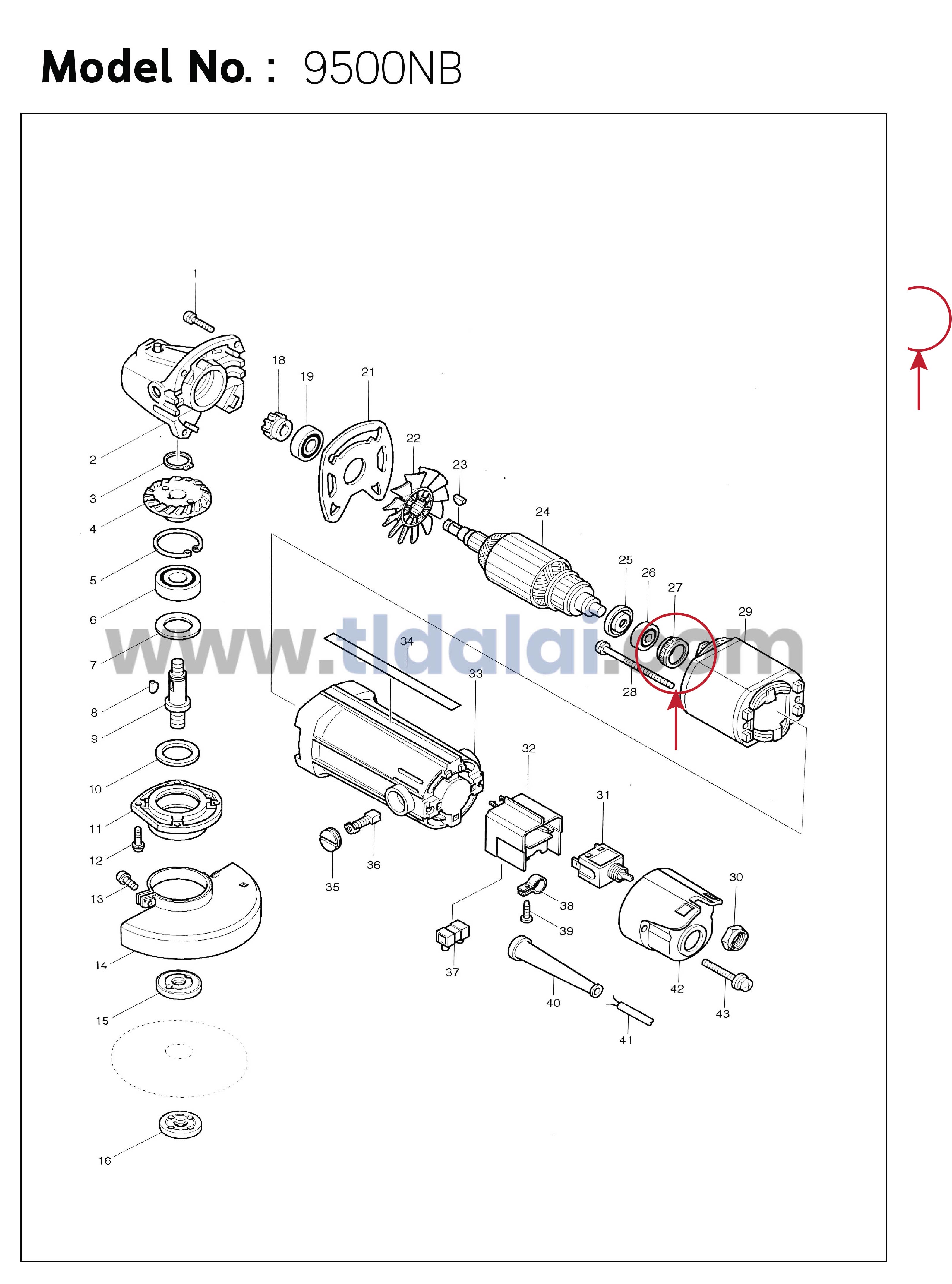 ยางรองลูกปืน (แท้)# (421494-0) หินเจียร, สว่านโรตารี่ Makita มากีต้า รุ่น 9500NB, 9553, 9533, 9556, HR1803, HR2441, HR2451, GA4030, GA4031, GD0601, HR2475, 4304, HR2021, HR2411, HR2450T, HR2451 - Maktec มาคเทค รุ่น MT370, MT955, MT958, MT959, MT960 (42149