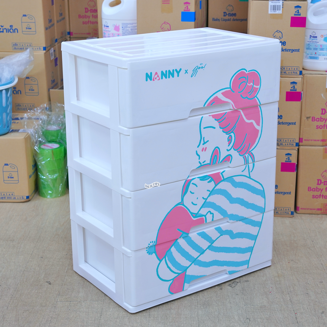 NANNY แนนนี่ ลิ้นชักเก็บของแนนนี่4ชั้นลาย Munin สีชมพู 2998MU (กดสั่งครั้งละ1 ห้ามสั่งรวมออเดอร์กับอย่างอื่น)