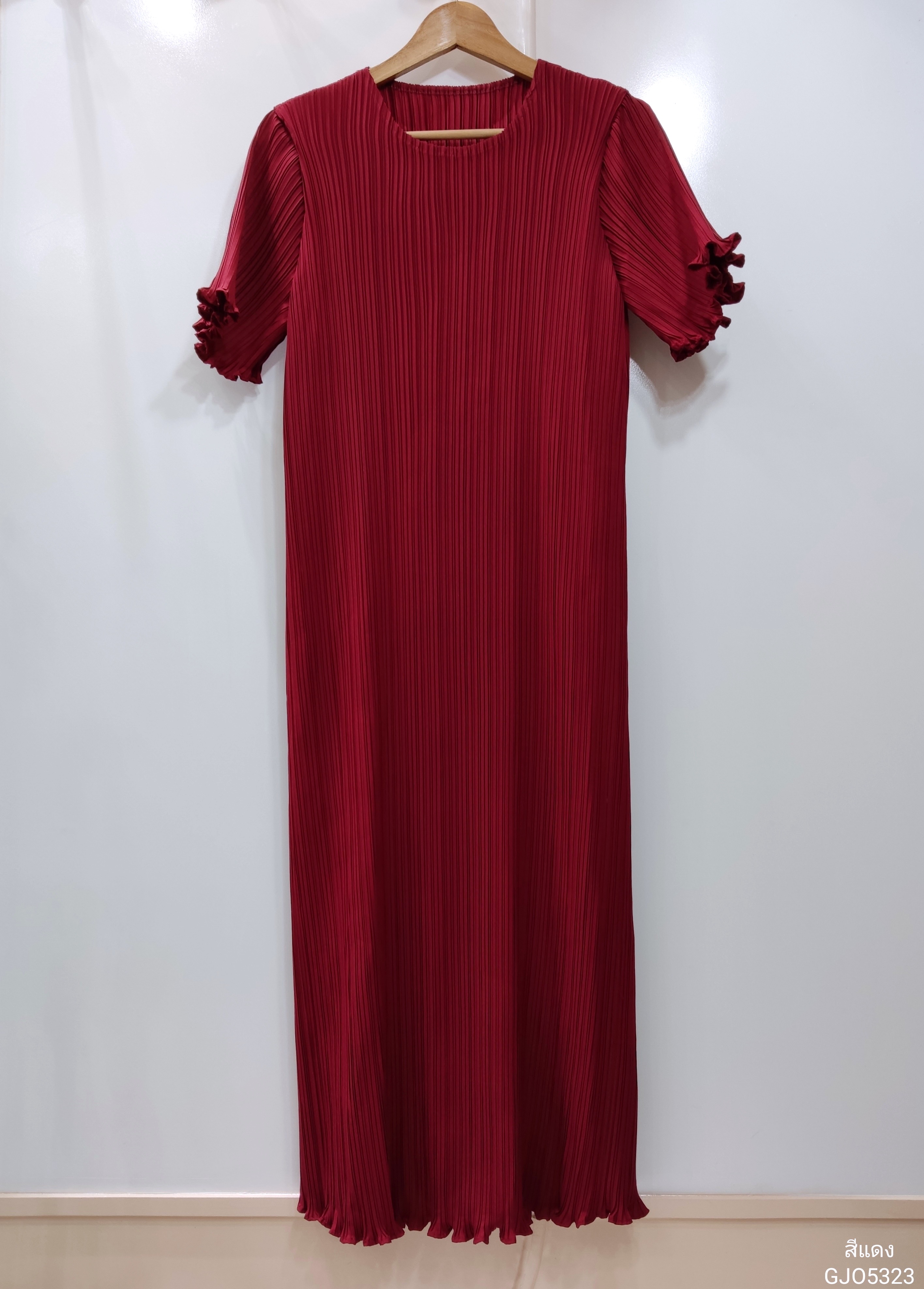ปรับราคาลง20%!! 2MUAY รุ่น GJO5323 เดรสพลีทคุณภาพ GLAM SHORT SLEEVE PLEATED DRESS 7 สี FREE SIZE