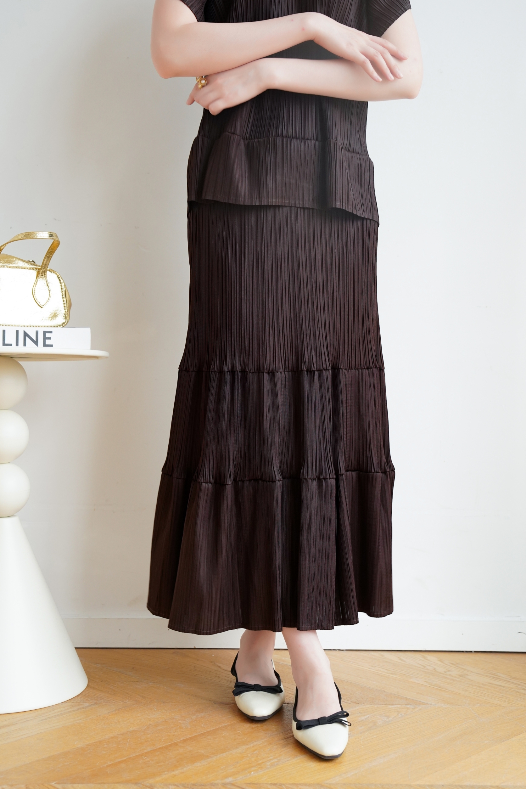 ปรับราคาลง20%!! ยาว 34นิ้ว! 2MUAY รุ่น GJO1124 กระโปรงพลีทคุณภาพ RIPPLE PLEATED SKIRT 10 สี FREE SIZE