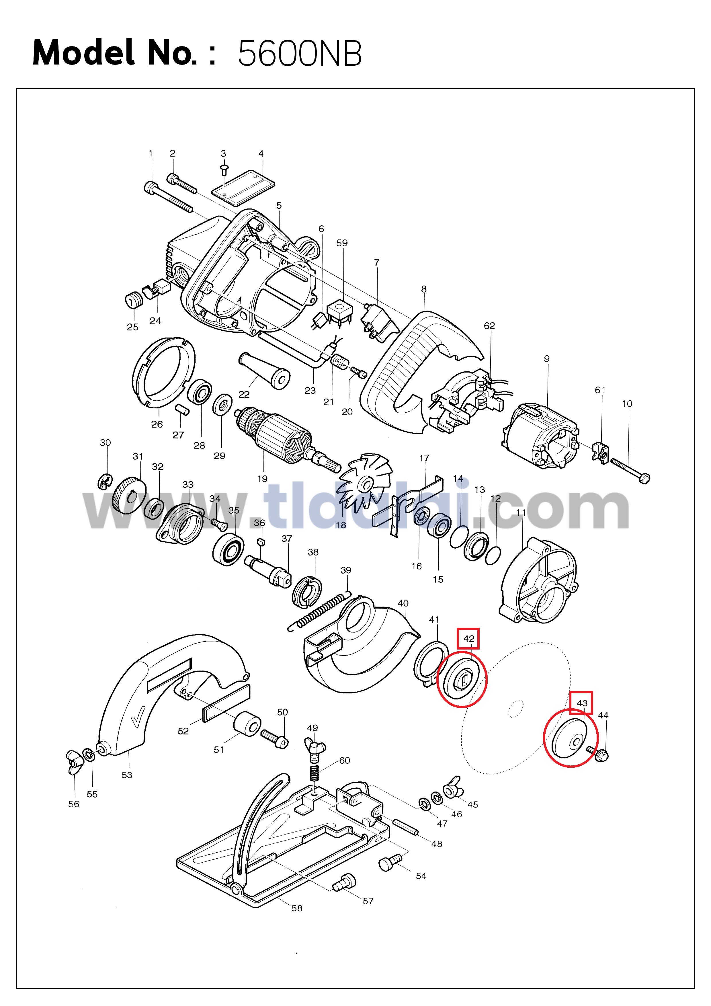 ประกับใบ ล็อคใบ เลื่อยวงเดือน Makita มากีต้า 5600NB, 5606B, 5800NB, 5806B, MT580, MT560, MT582, MT583 (ทุกรุ่นใช้ประกับล็อคใบตัวเดียวกัน)