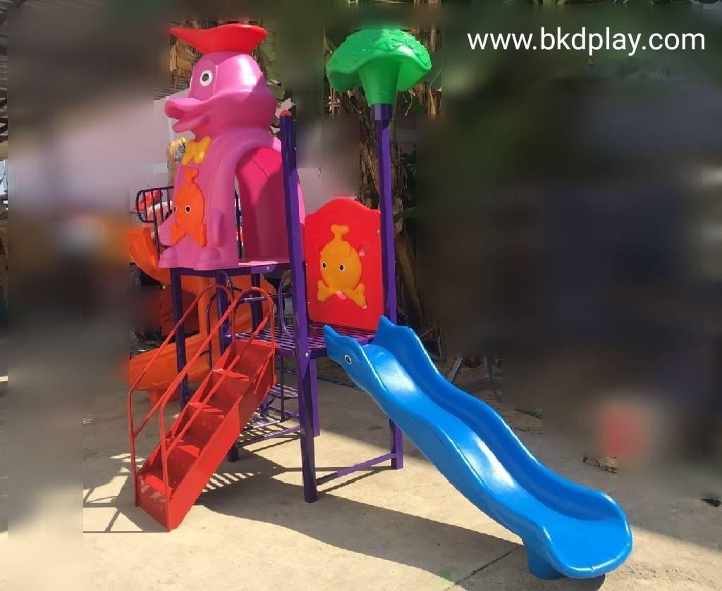 เครื่องเล่นสนามกลางแจ้ง ชุดเจ้าชายดั๊ก สไลเดอร์, กระดานลื่น, ของเล่น, สนามเด็กเล่น ,ครุภัณฑ์สนามเด็กเล่น, สพฐ,โครงการโรงเรียนประชารัฐ