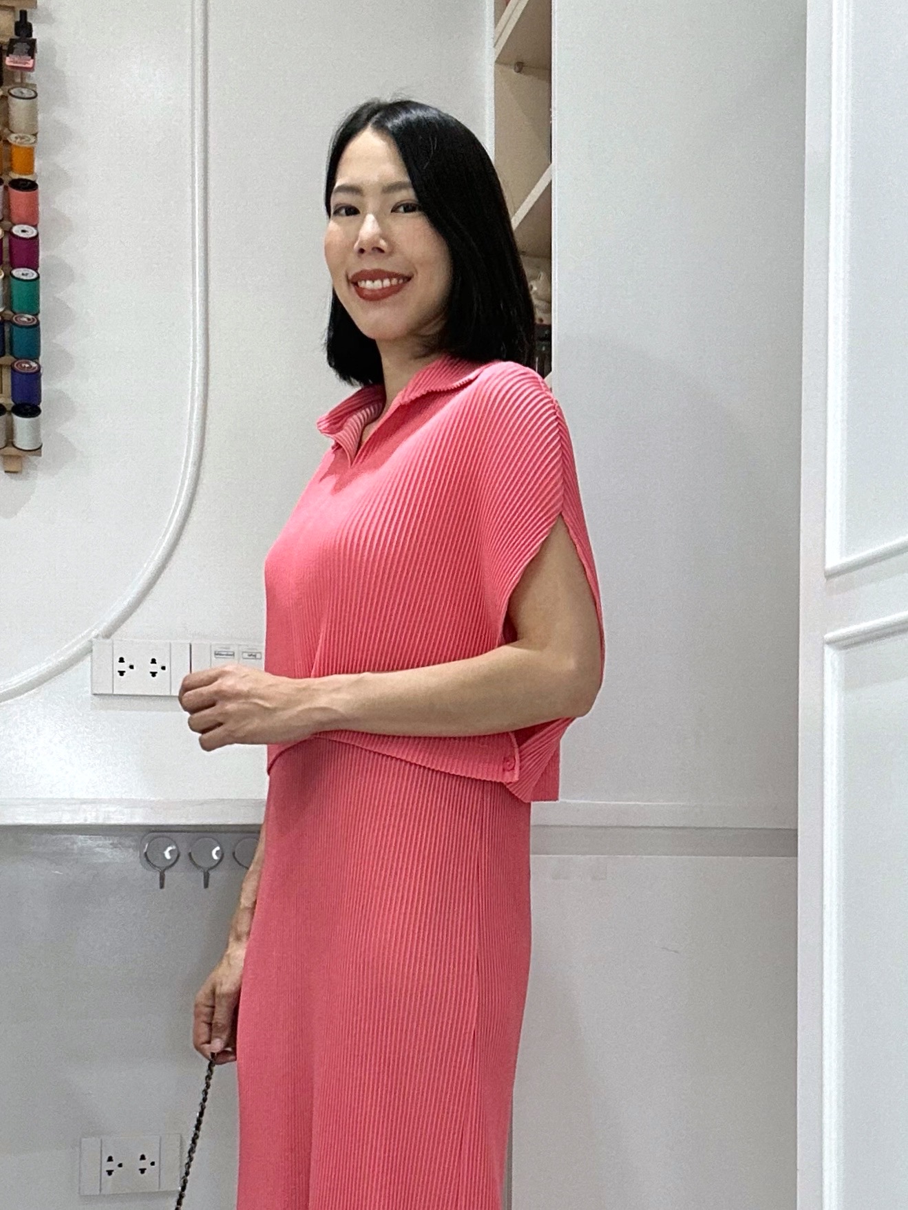 2MUAY รุ่น GJO5276 เสื้อคลุมพลีทคุณภาพ THICK COLLAR CAPE PLEATED CARDIGAN 7 สี FREE SIZE